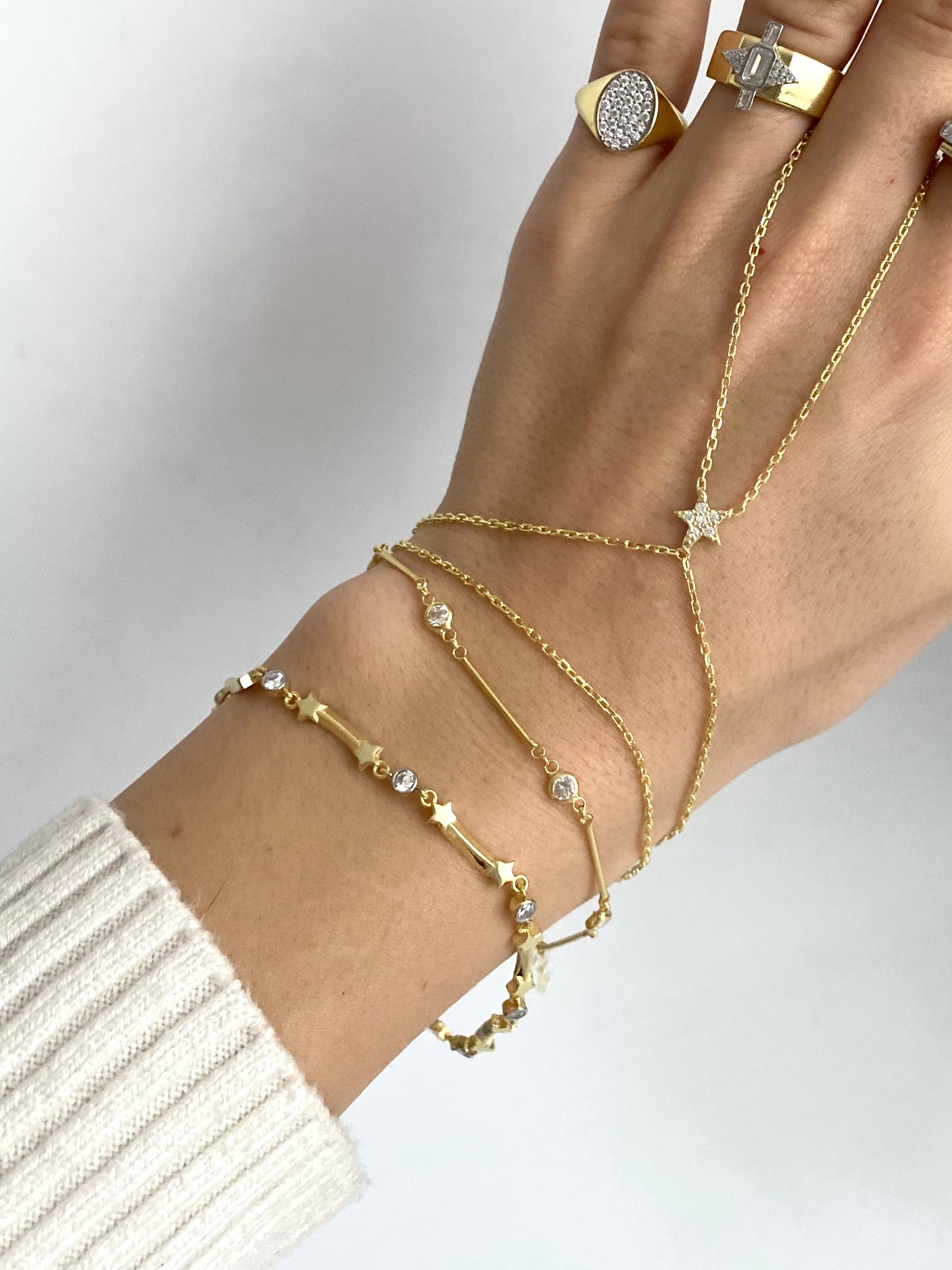 925 Gümüş Yıldız Kemik Bileklik