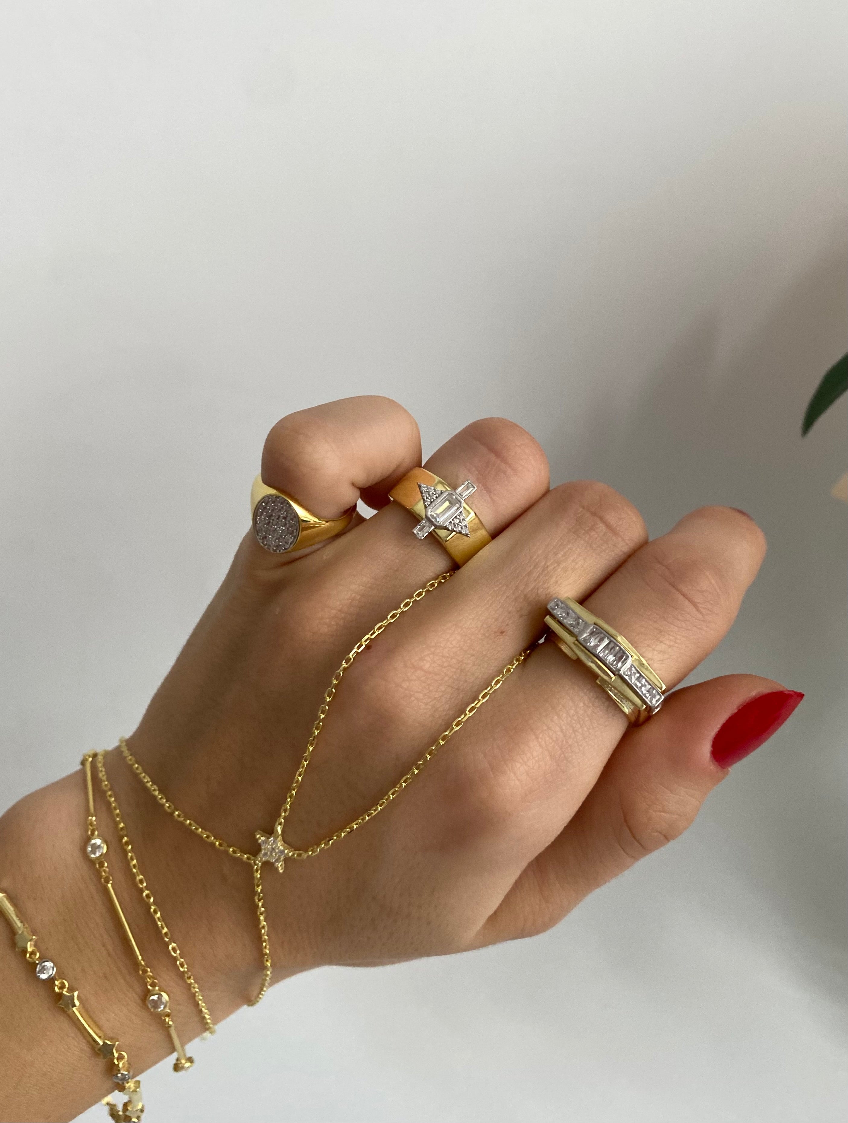 925 Gümüş Baget Mix Taş Serçe Parmak Yüzüğü