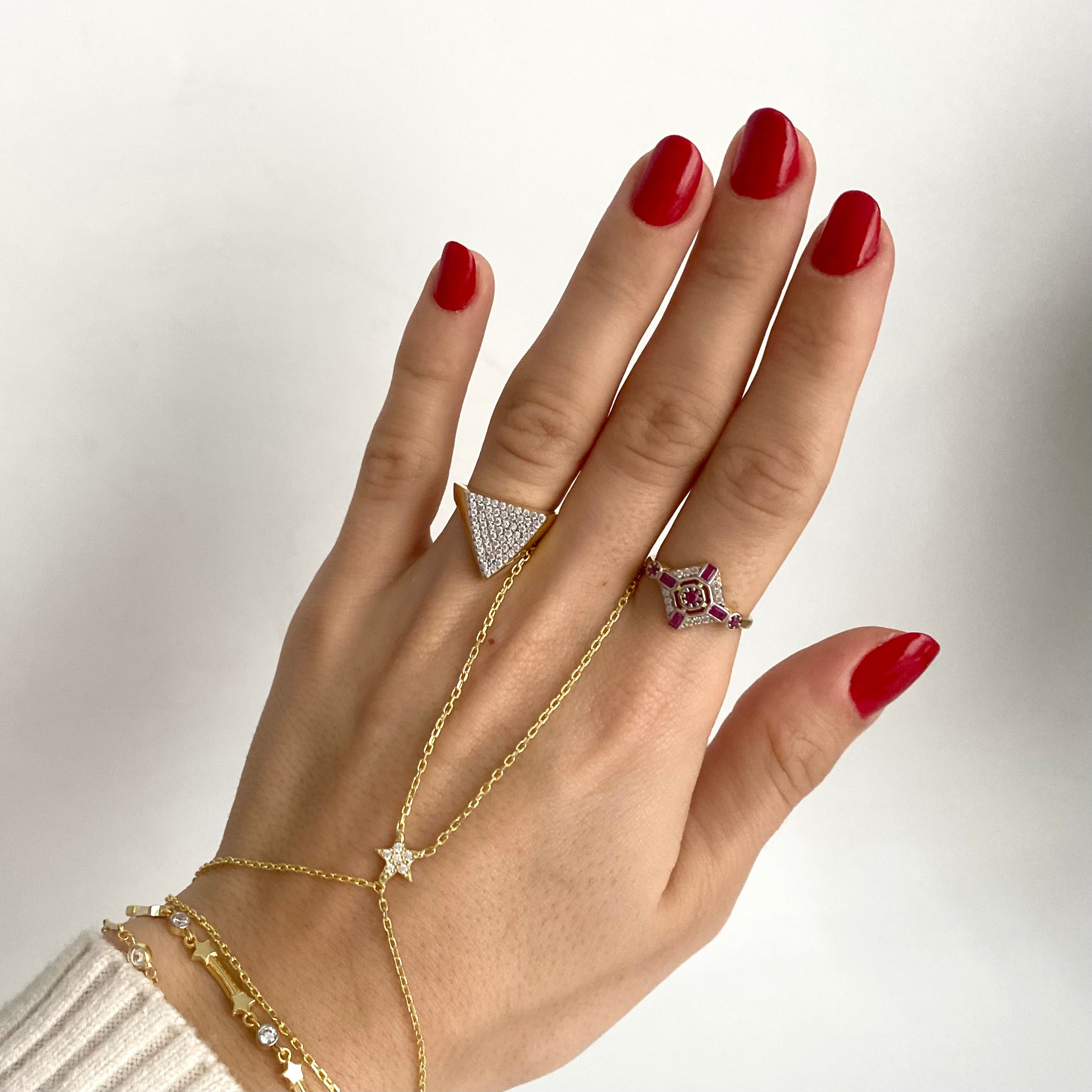 925 Gümüş Pembe Taş Vintage Yüzük