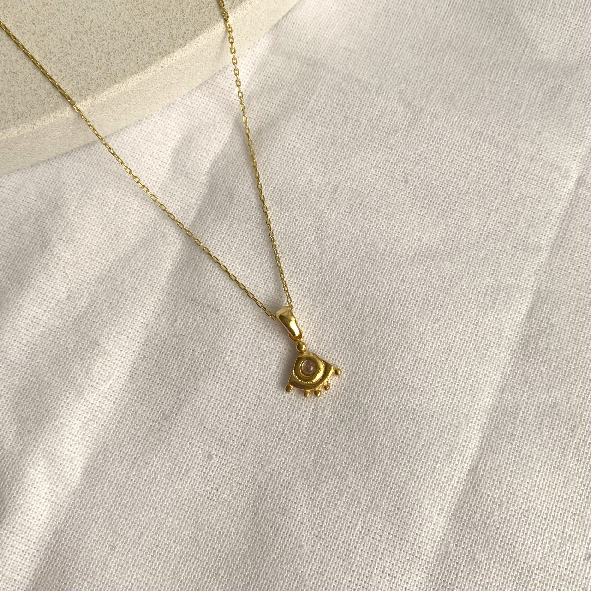 925 Ayar Gümüş | Pembe Turmalin Etnik Kolye