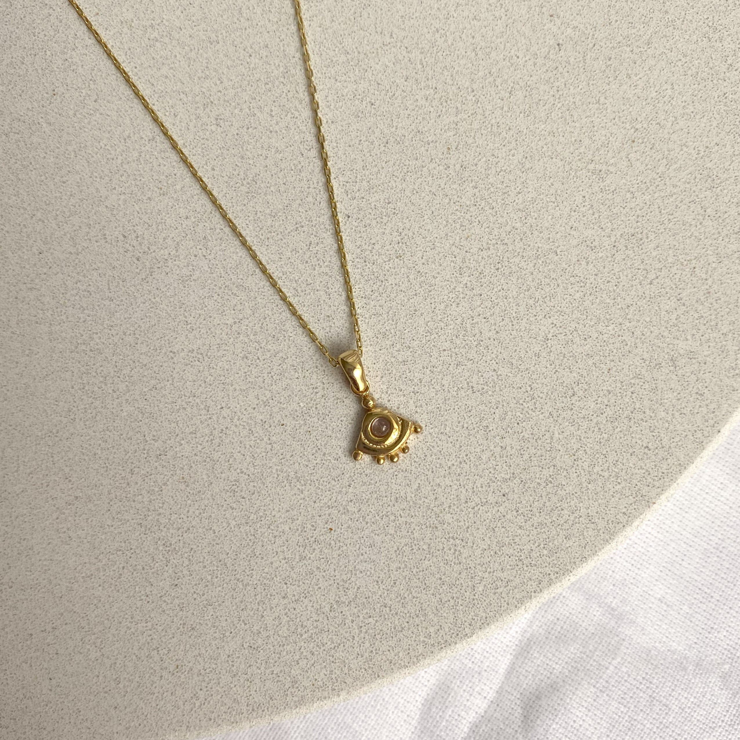 925 Ayar Gümüş | Pembe Turmalin Etnik Kolye