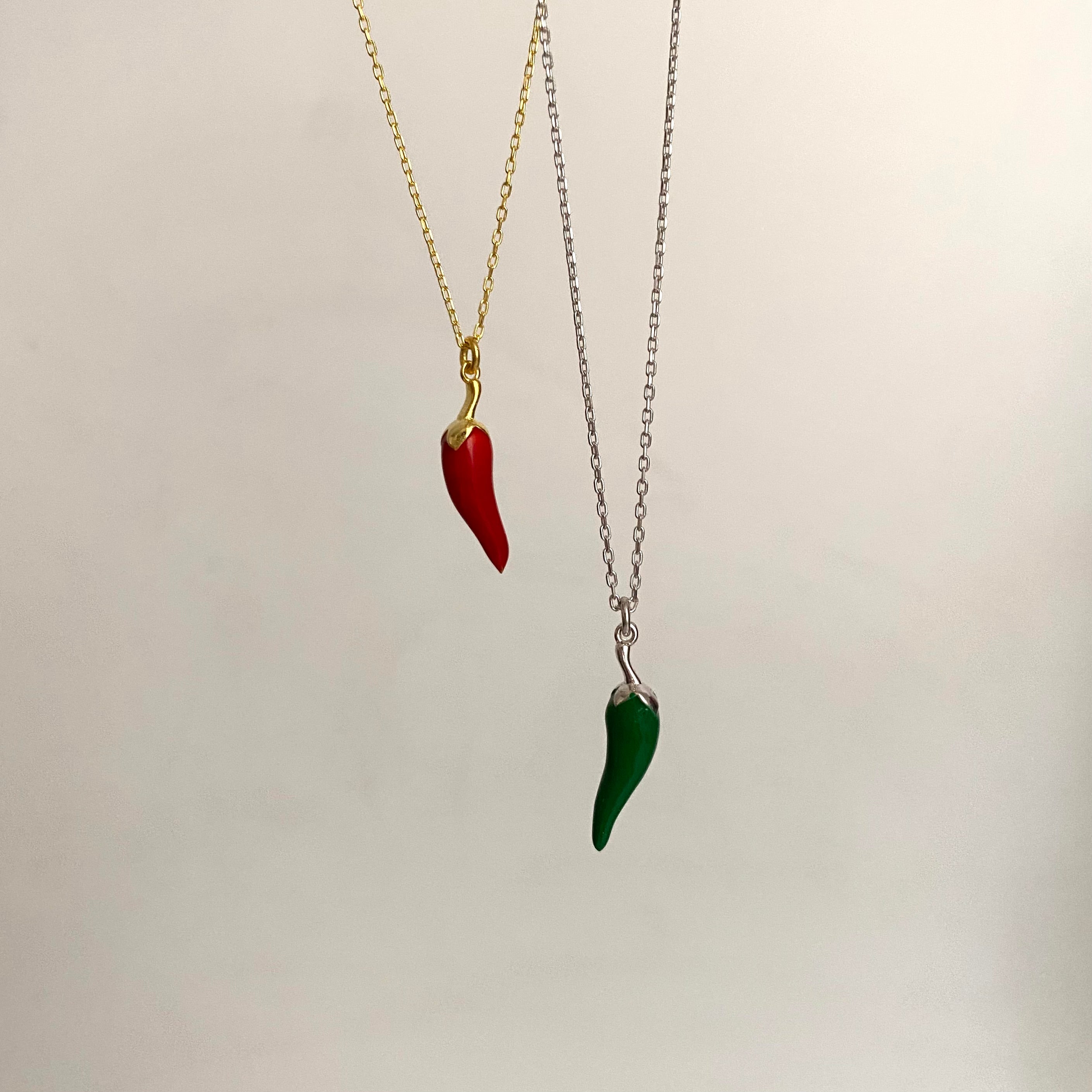 925 Gümüş Mineli Biber Kolye