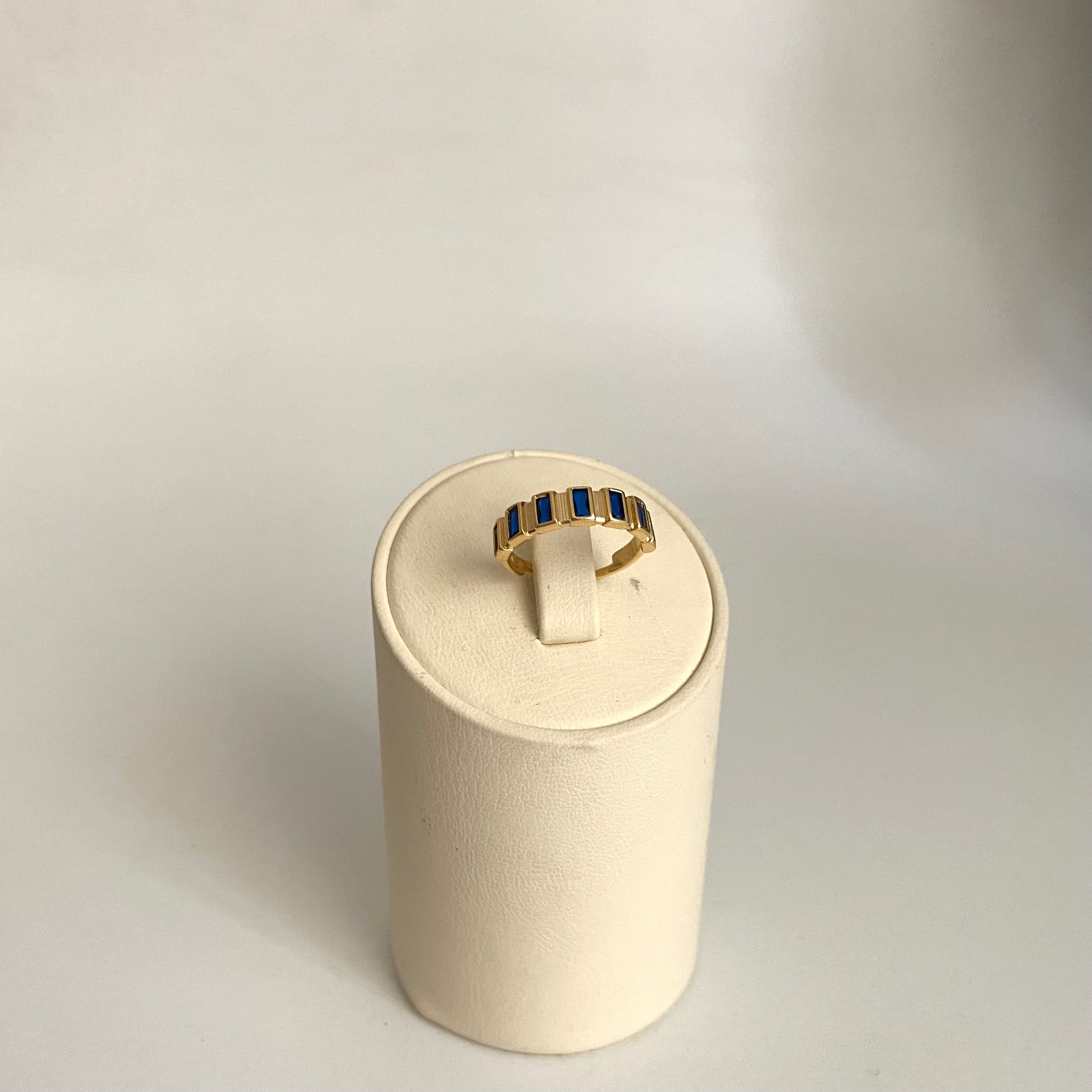 925 Gümüş Lacivert Baget Yarımtur Yüzük