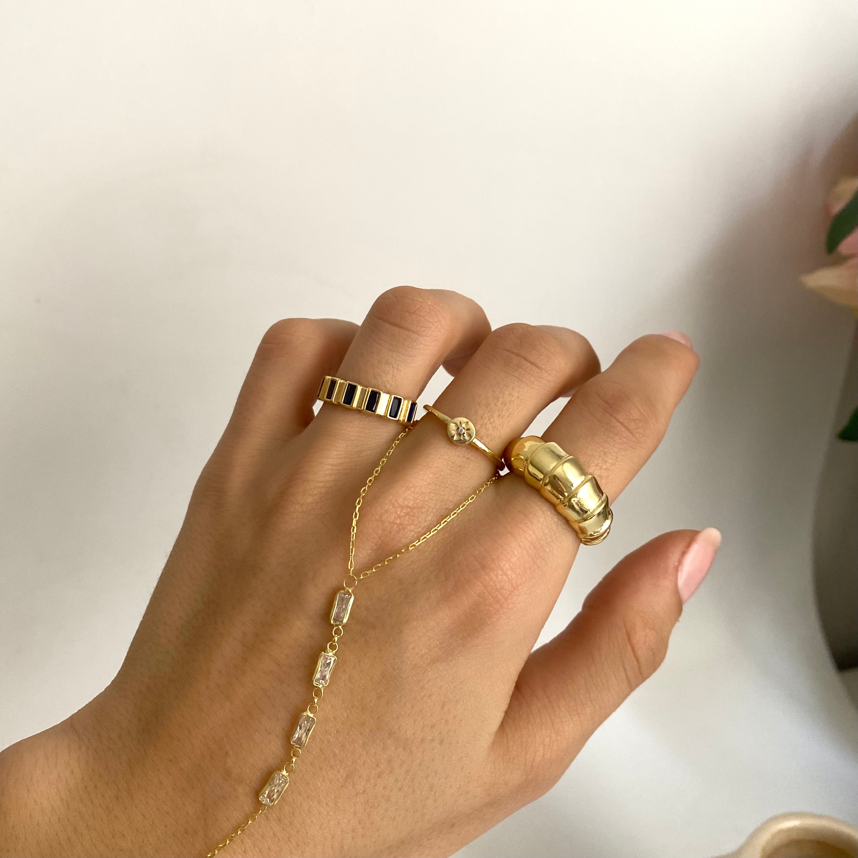 925 Gümüş Lacivert Baget Yarımtur Yüzük