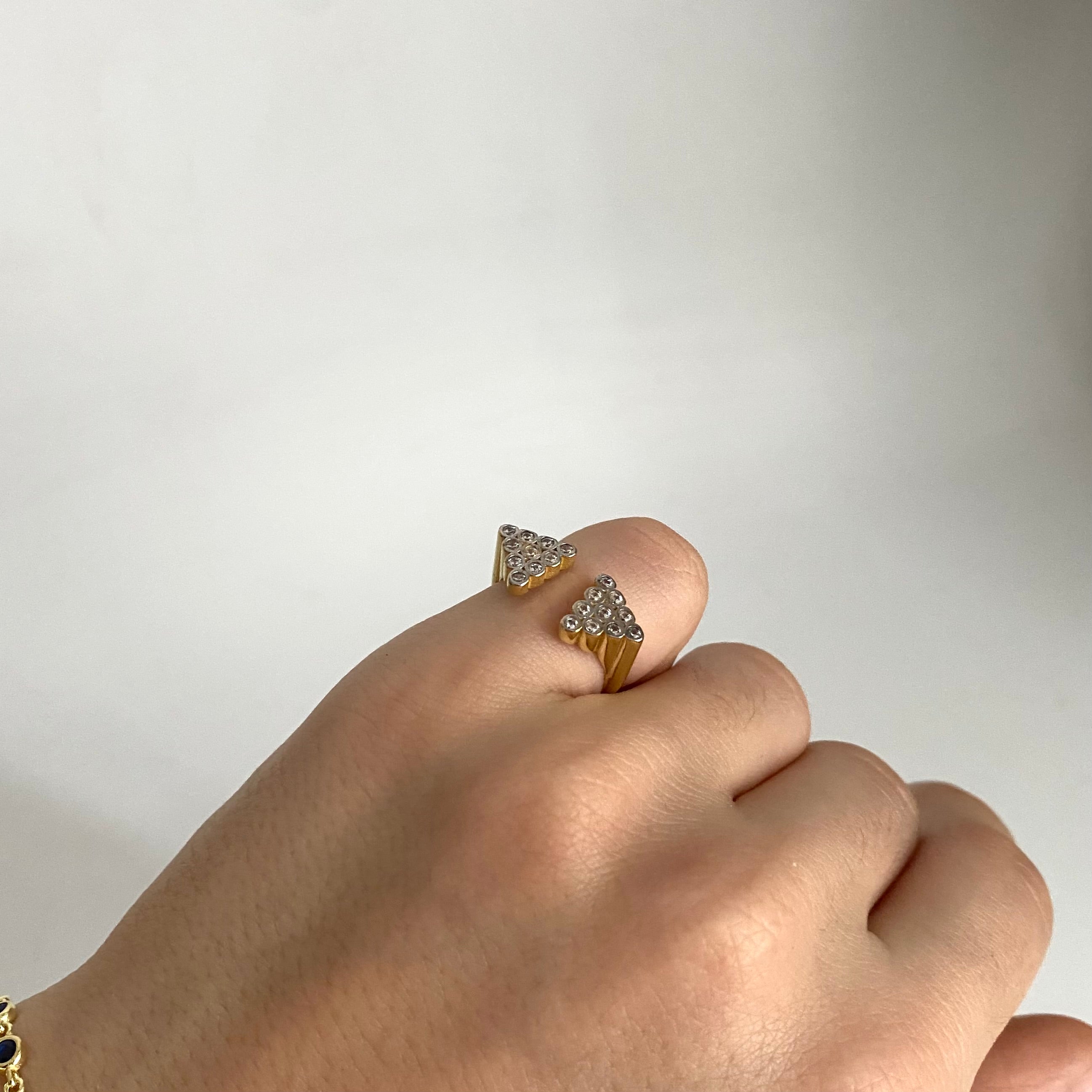 925 Gümüş Üçgen Mix Serçe Parmak Yüzüğü