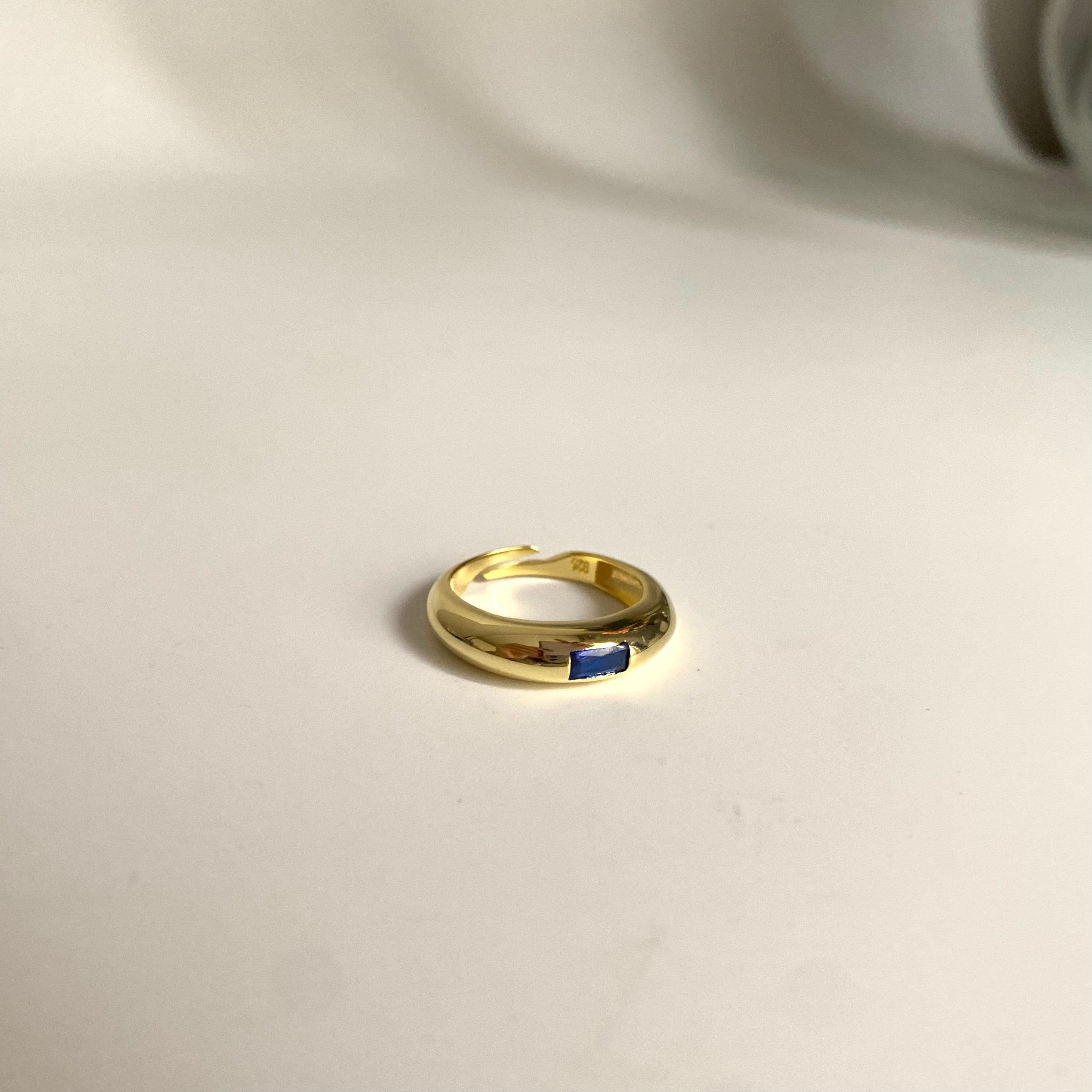 925 Gümüş Lacivert Baget Taş Bombe Yüzük