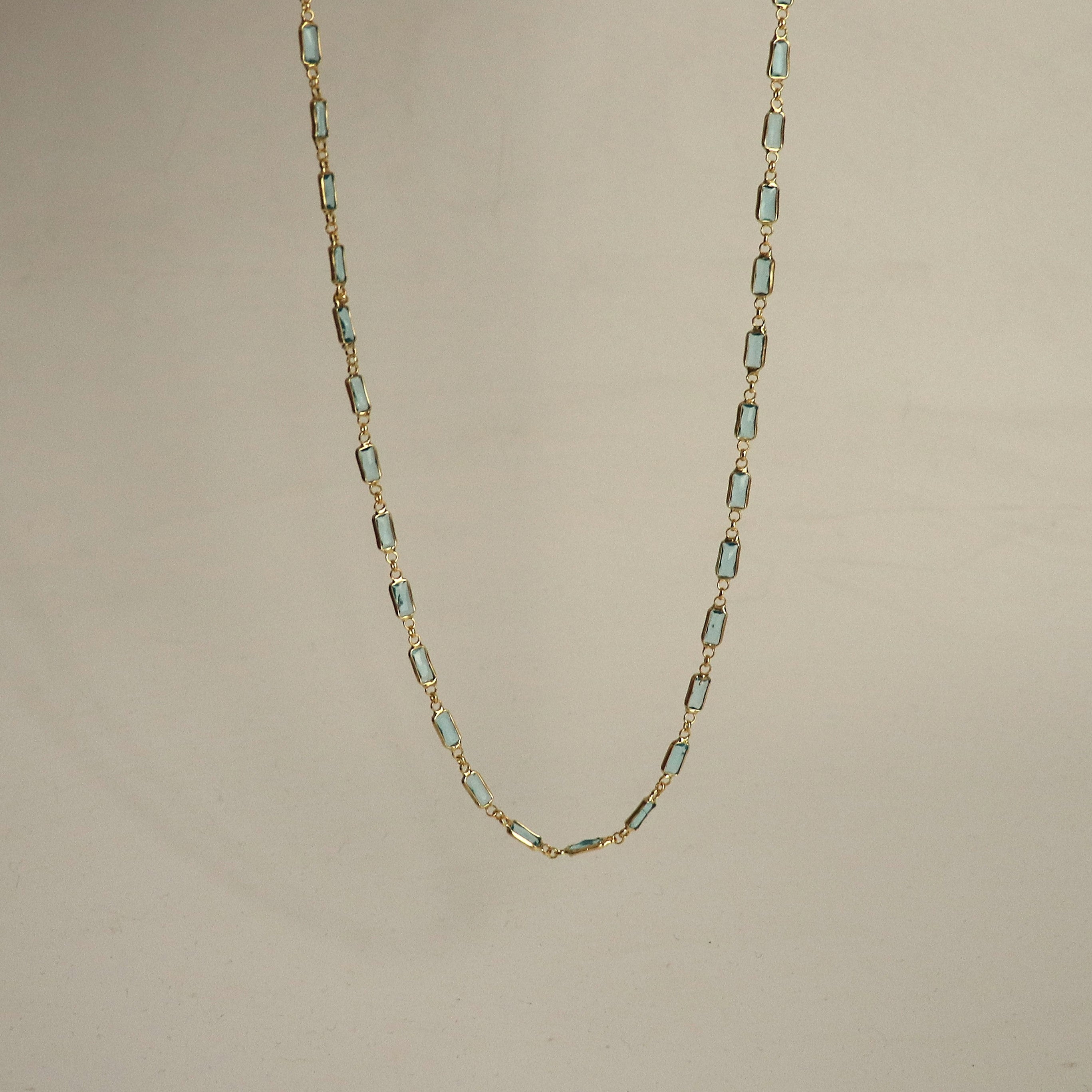 925 Ayar Gümüş Turkuaz Baget Taş Kolye