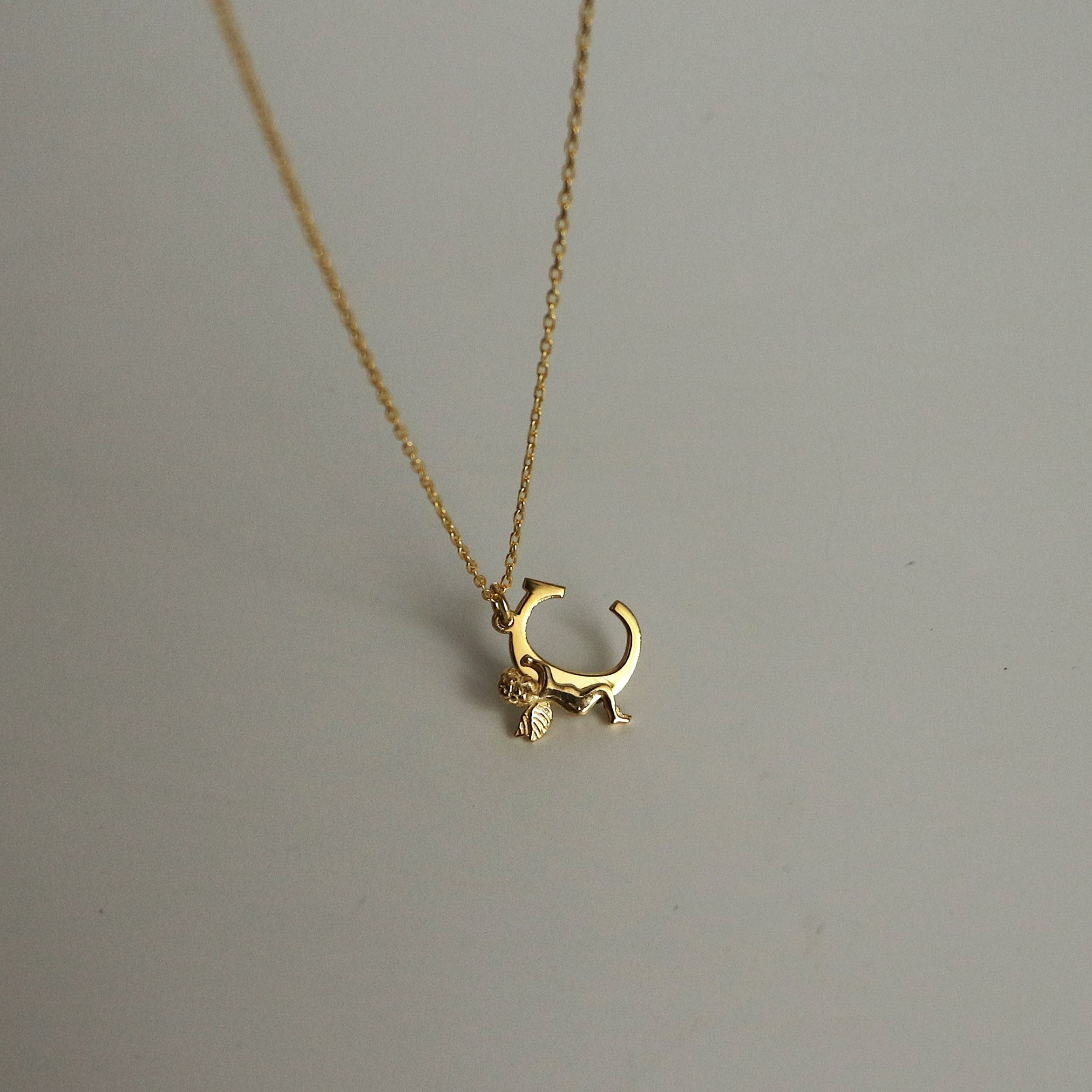 925 Ayar Gümüş Melek Harf Kolye