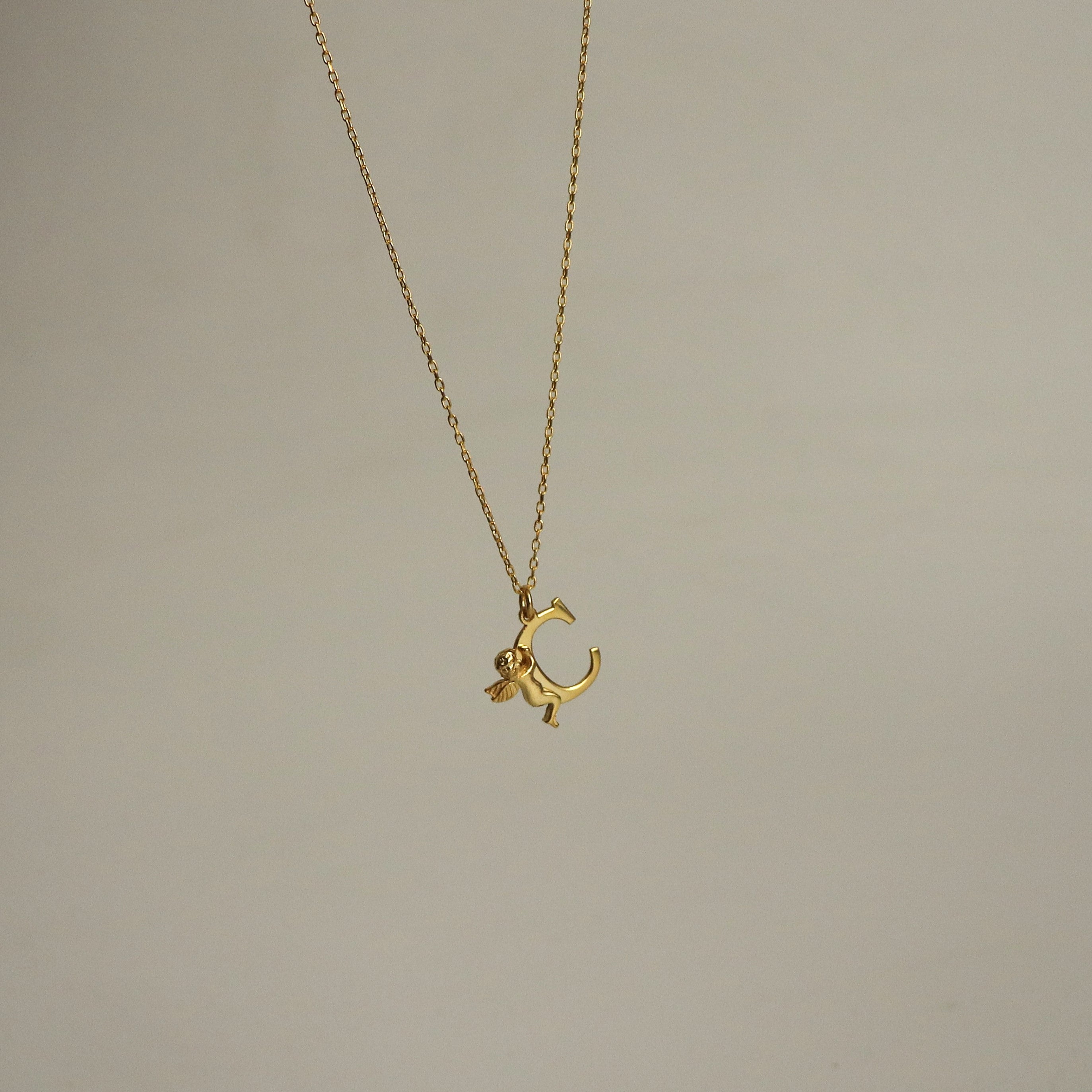 925 Ayar Gümüş Melek Harf Kolye