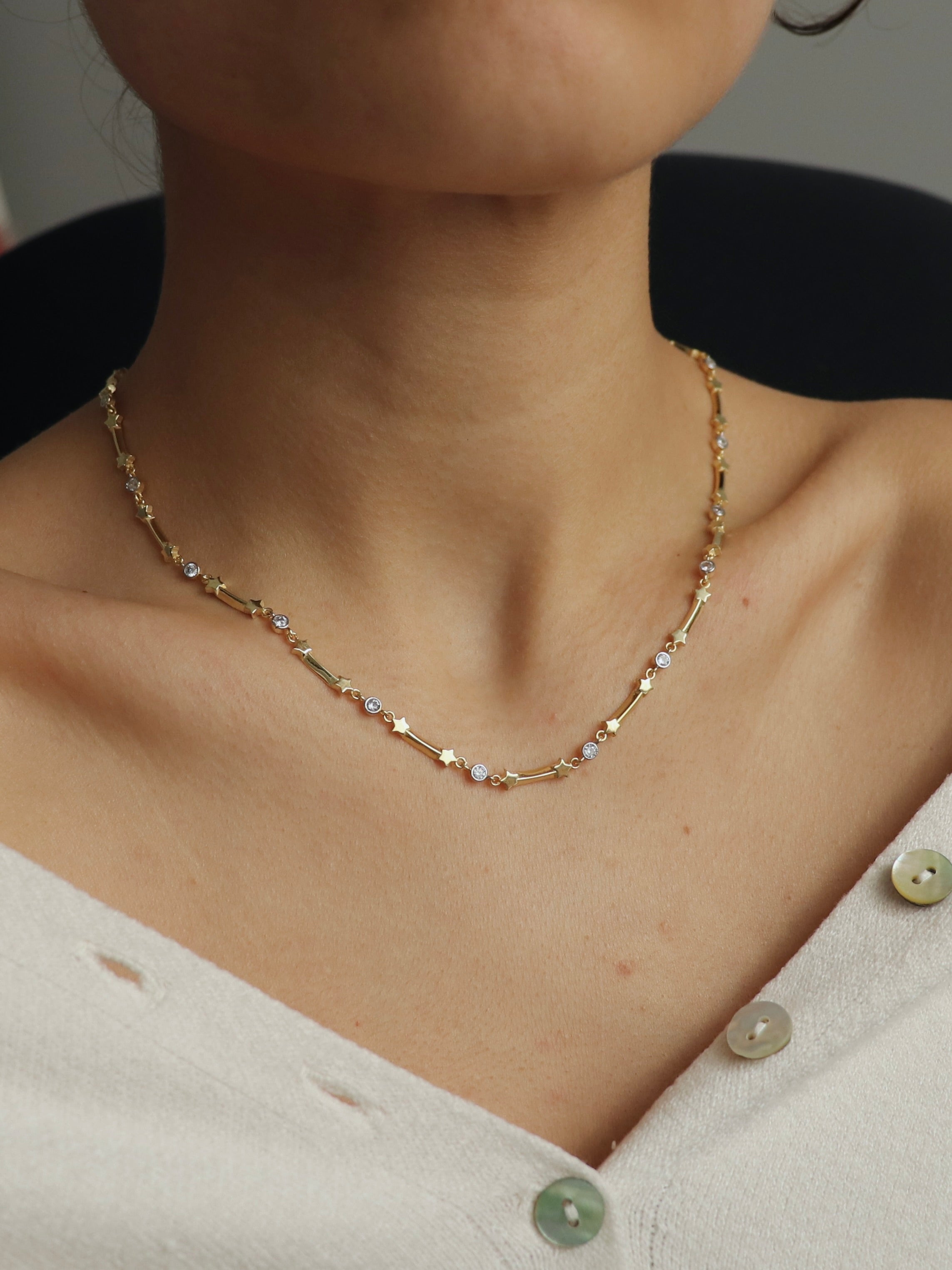 925 Gümüş Yıldız Çubuk Kolye