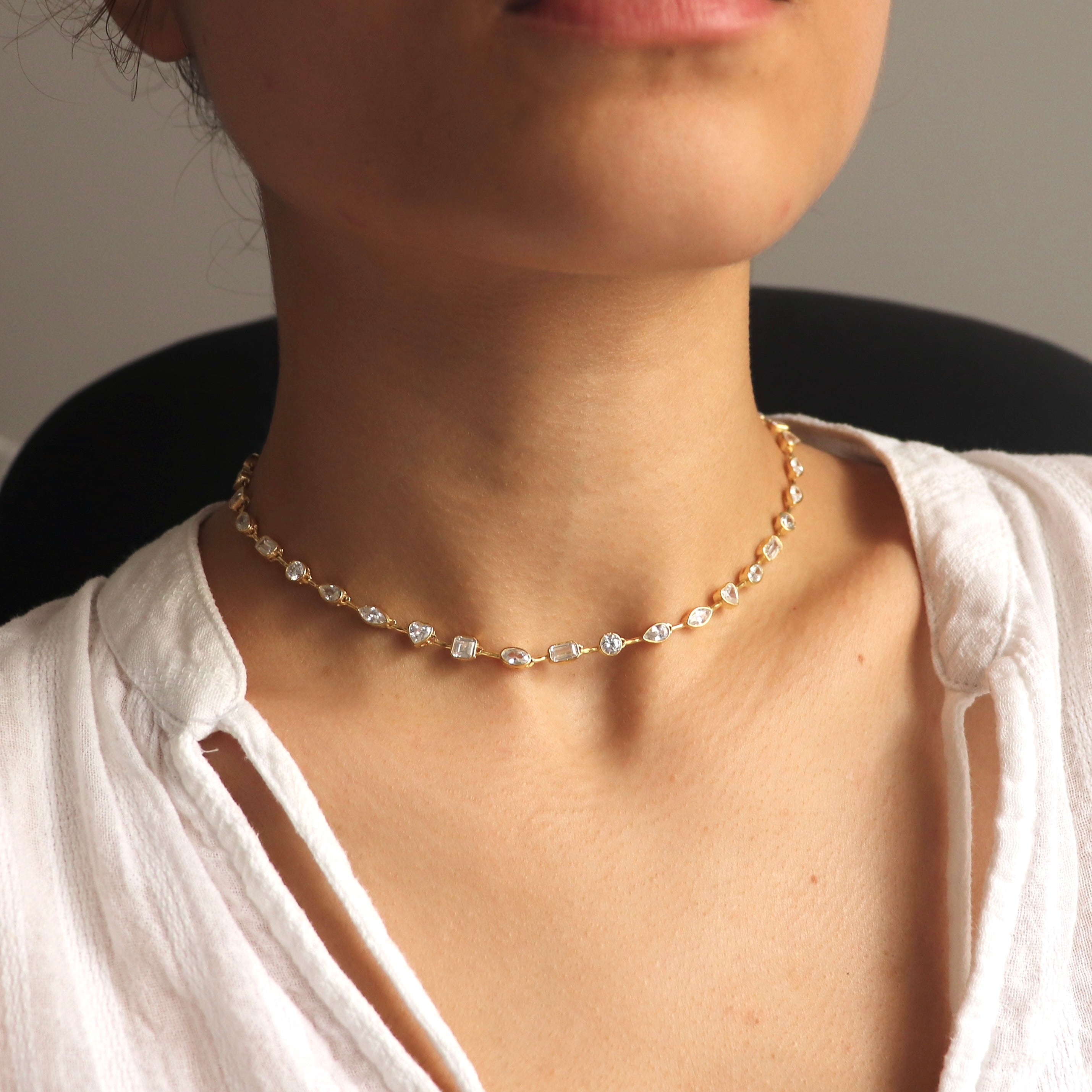 925 Gümüş Luxury Geometrik Mix Taş Kolye