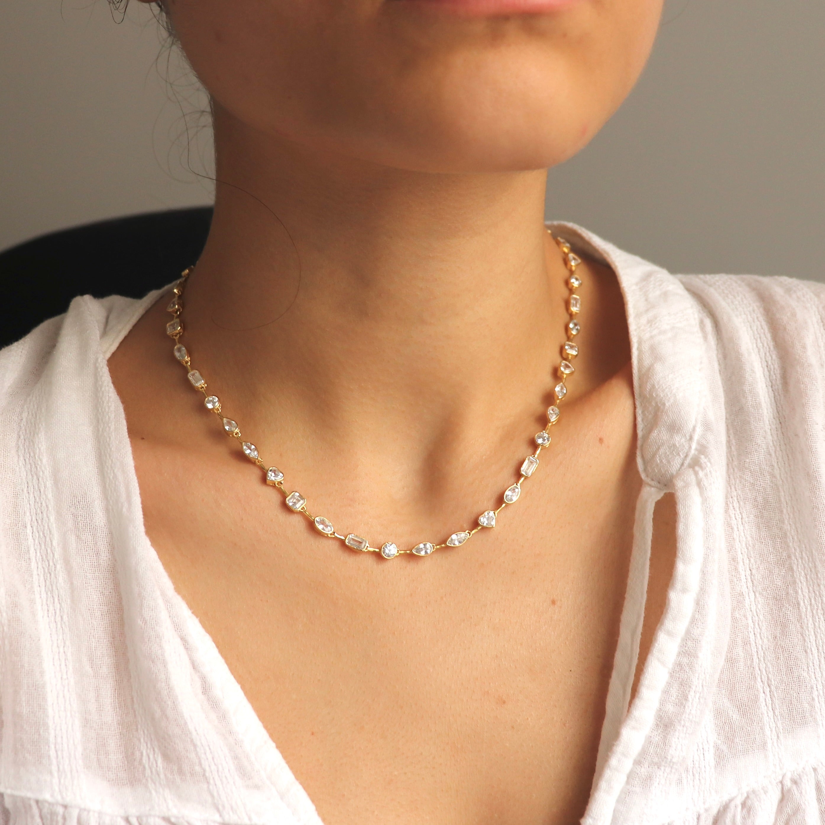 925 Gümüş Luxury Geometrik Mix Taş Kolye