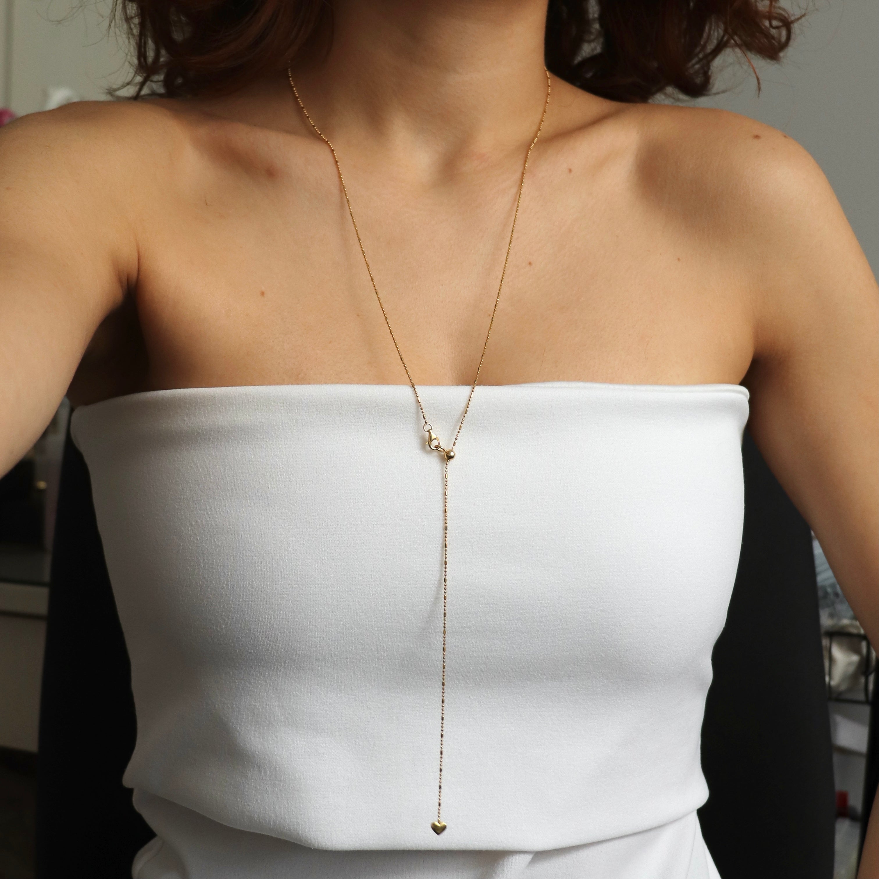 925 Gümüş Ucu Kalpli Asansör Zincir Kolye