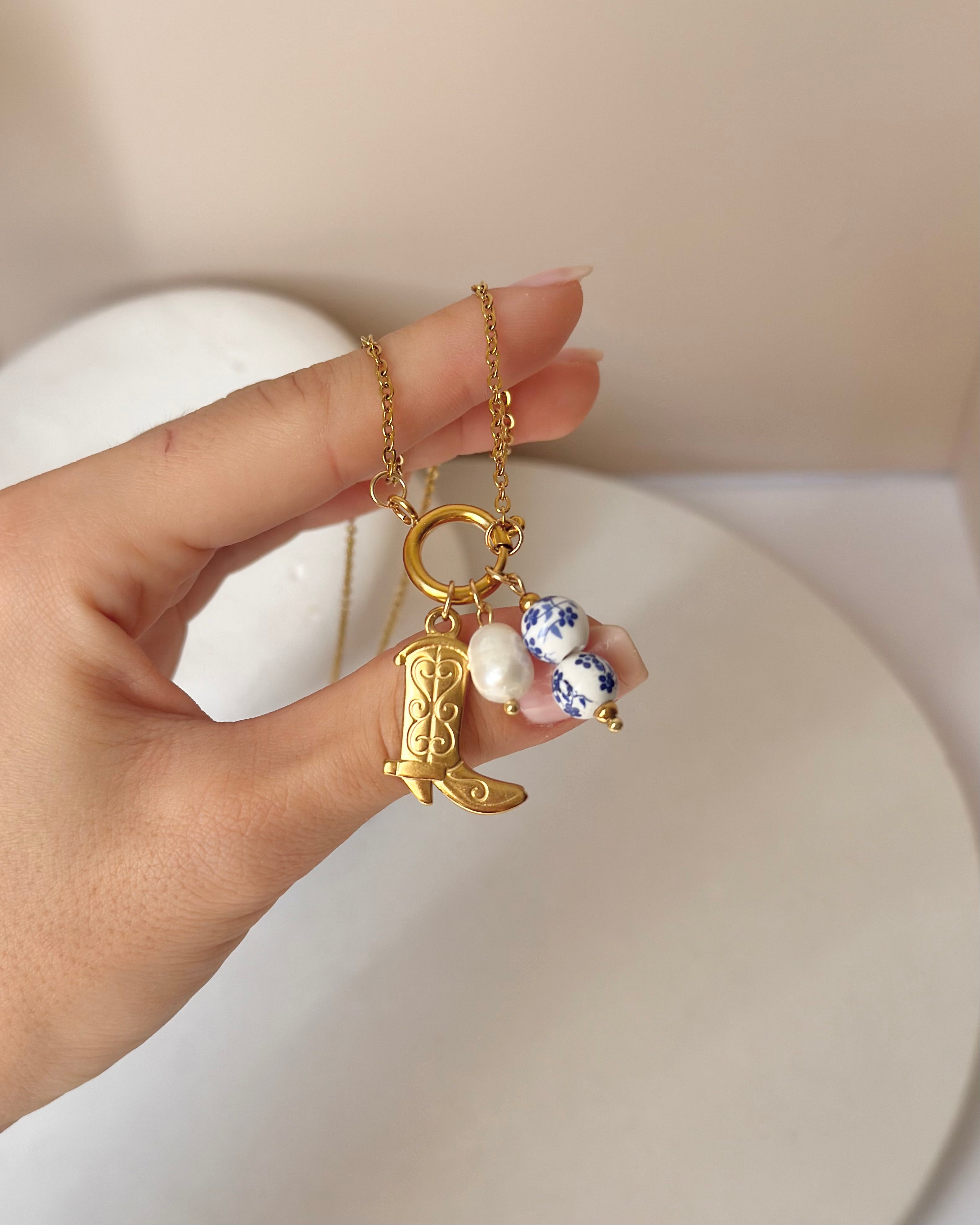 Çelik | Kovboy İnci Charm Kolye