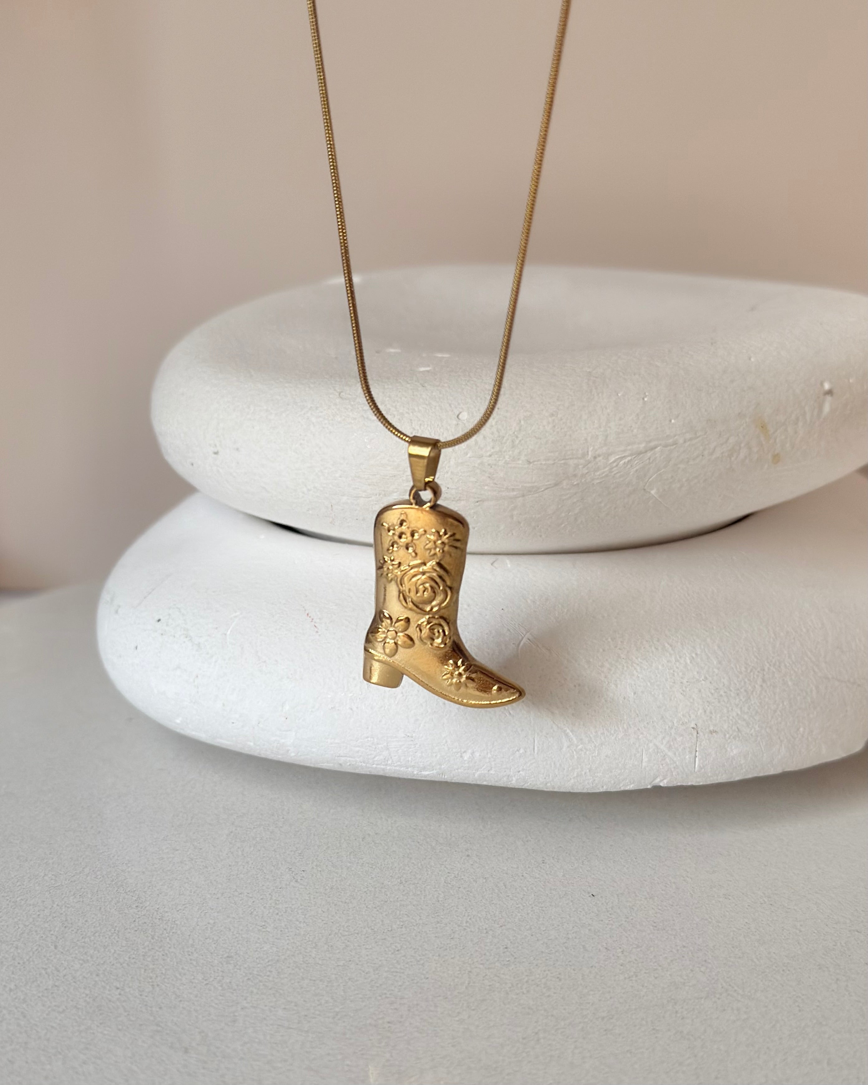 Çelik | Motifli Kovboy Çizme Kolye