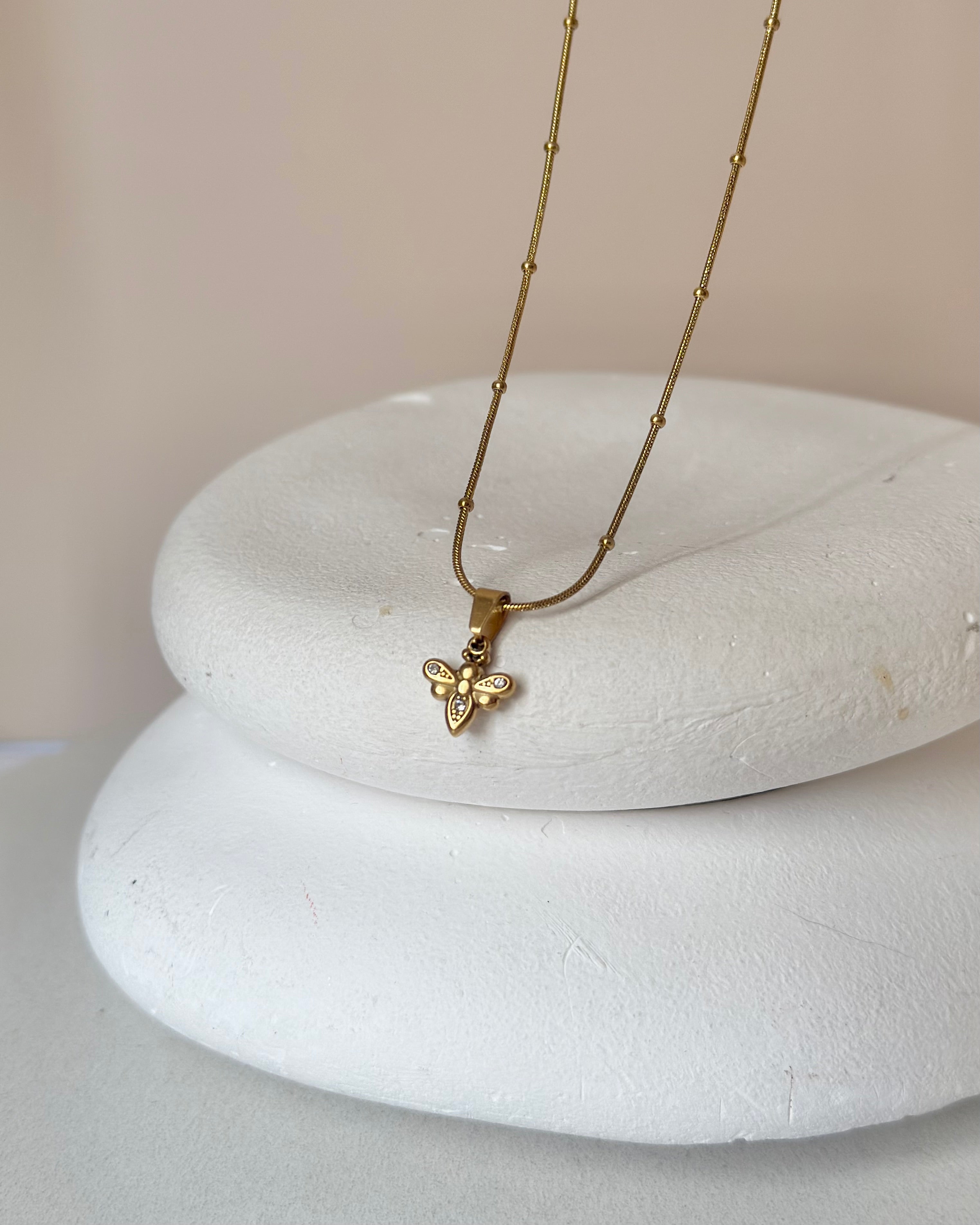 Çelik | Minimal Şans Arısı Kolye