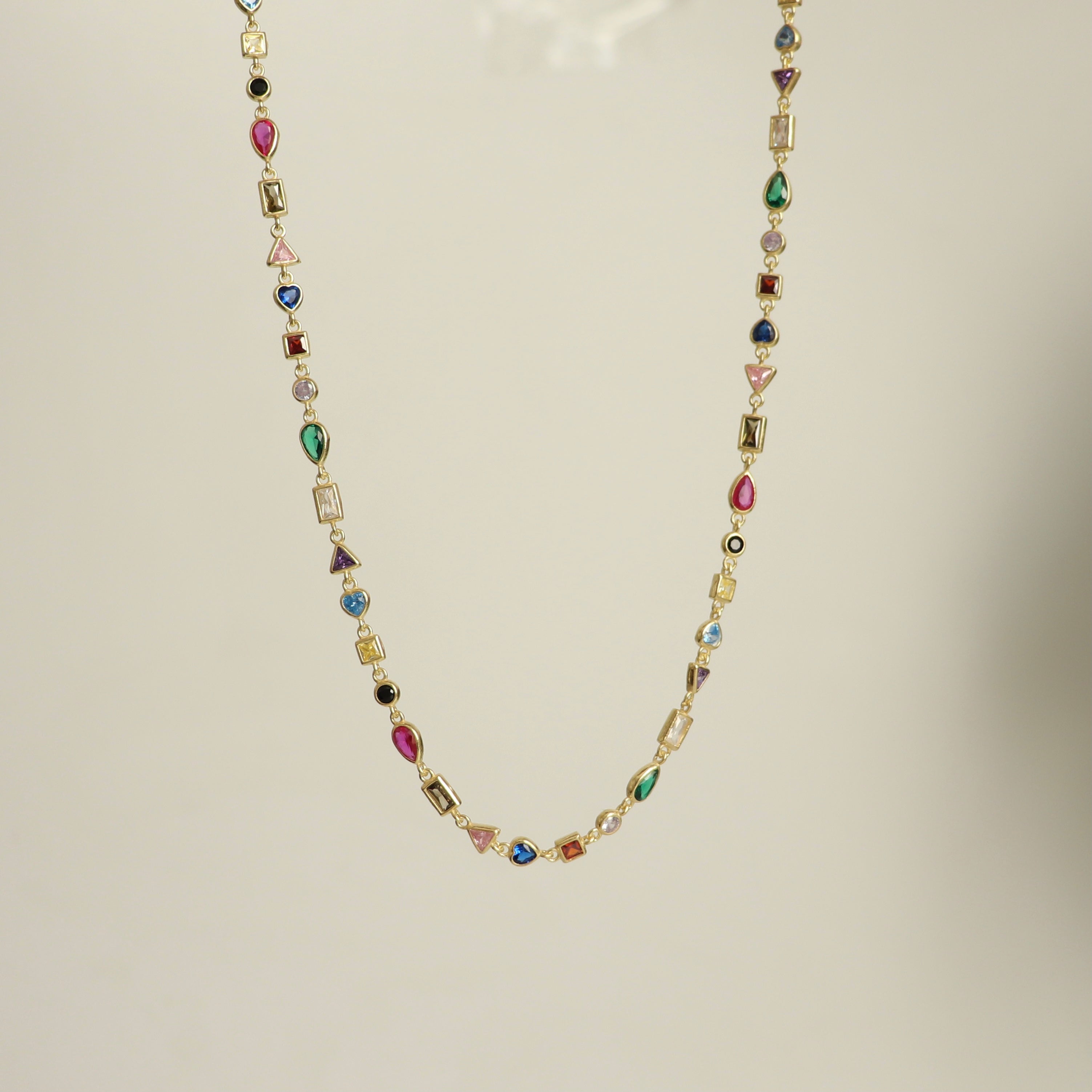 925 Gümüş Mix Sembol Renkli Choker