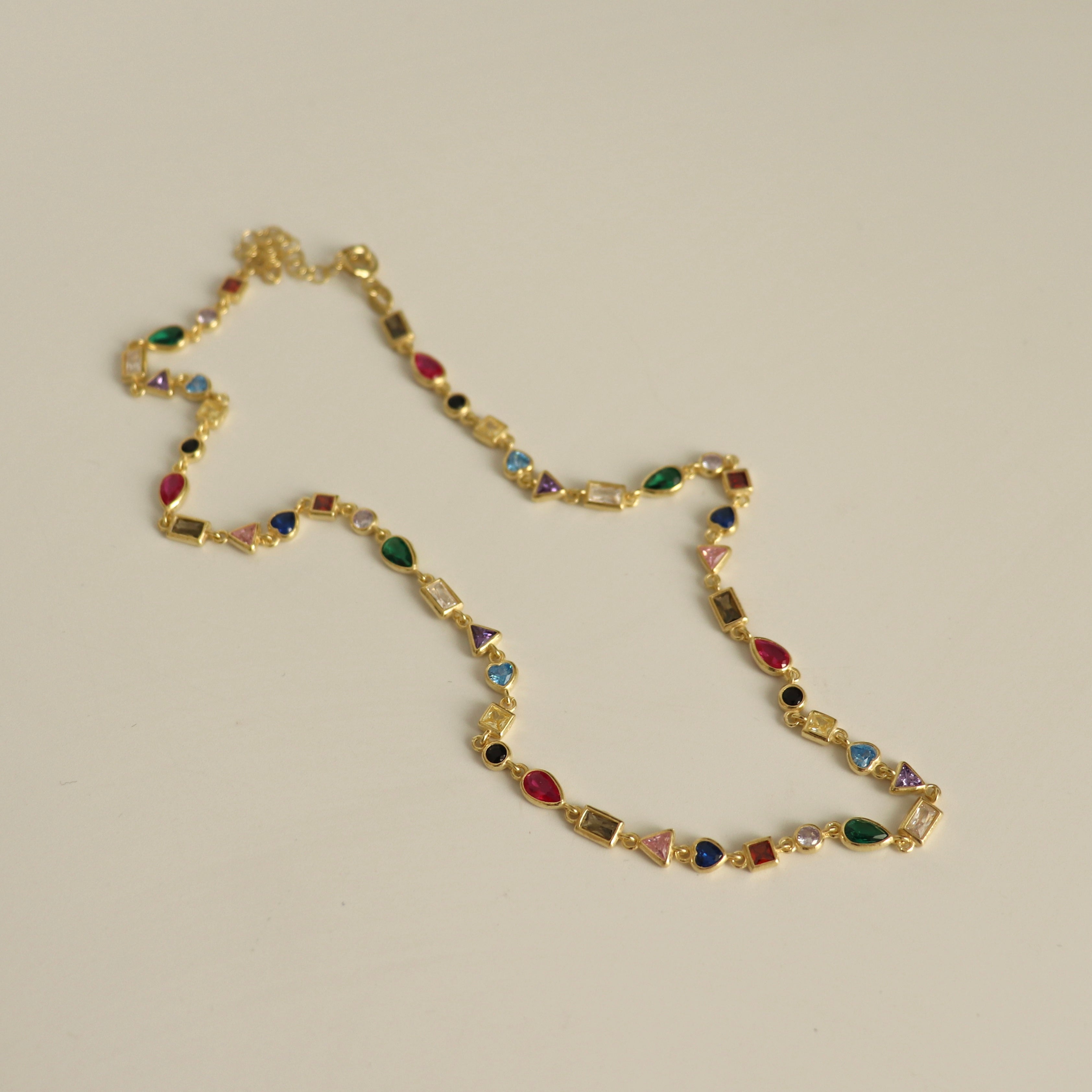 925 Gümüş Mix Sembol Renkli Choker