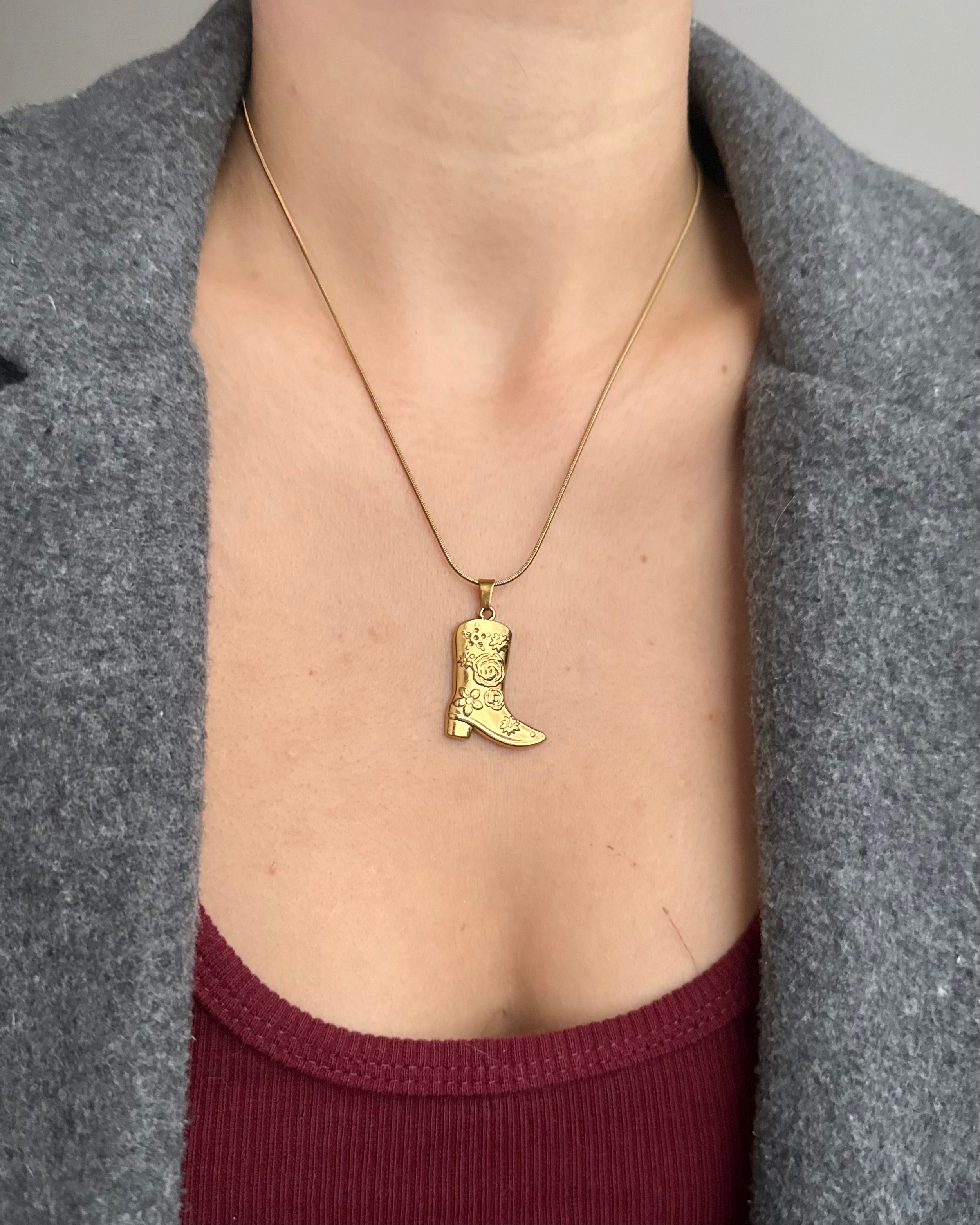 Çelik | Motifli Kovboy Çizme Kolye