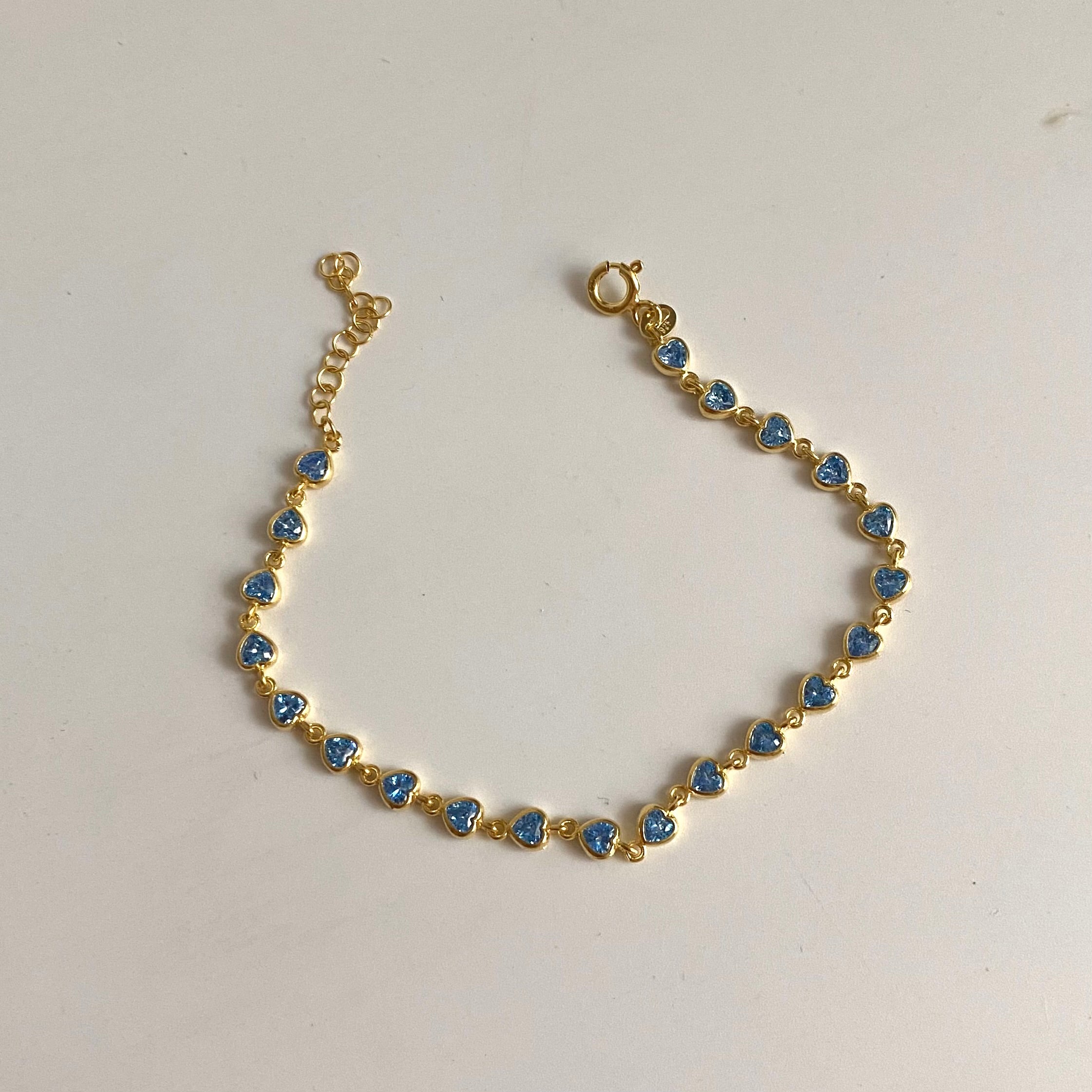 925 Ayar Gümüş Tamtur Mavi Taş Kalp Bileklik