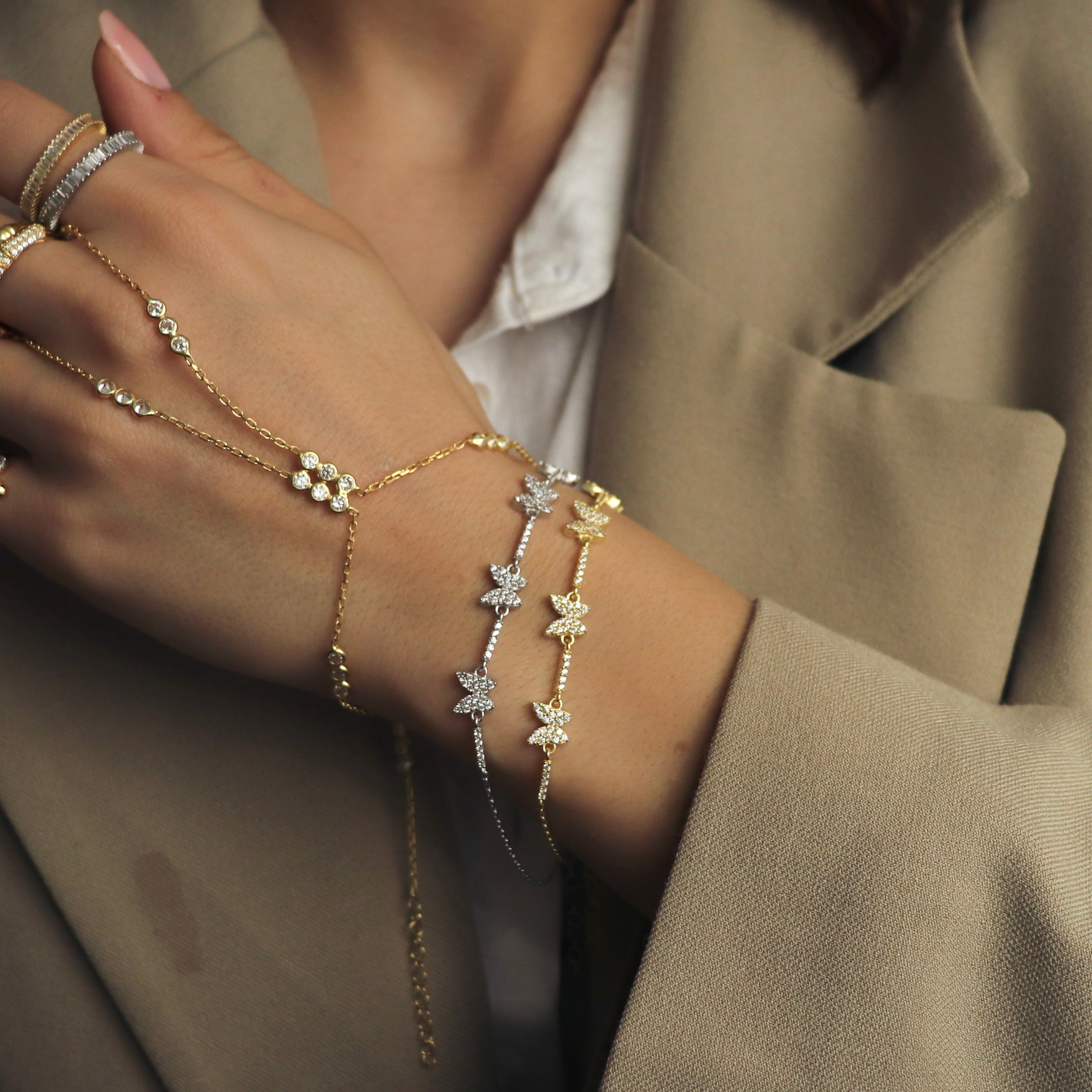 925 Gümüş Kelebek Su Yolu Bileklik