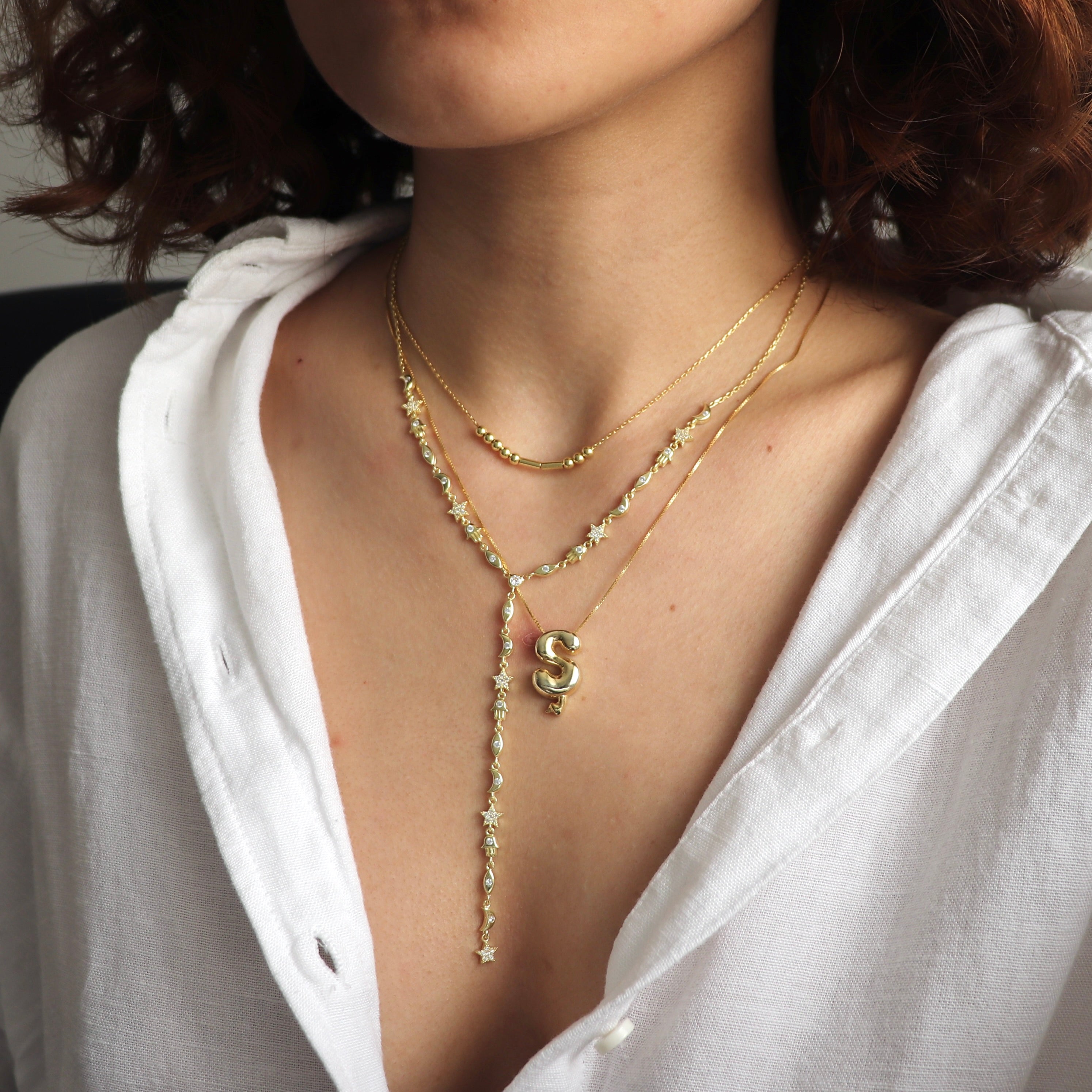 925 Ayar Gümüş Asimetrik Harf Kolye