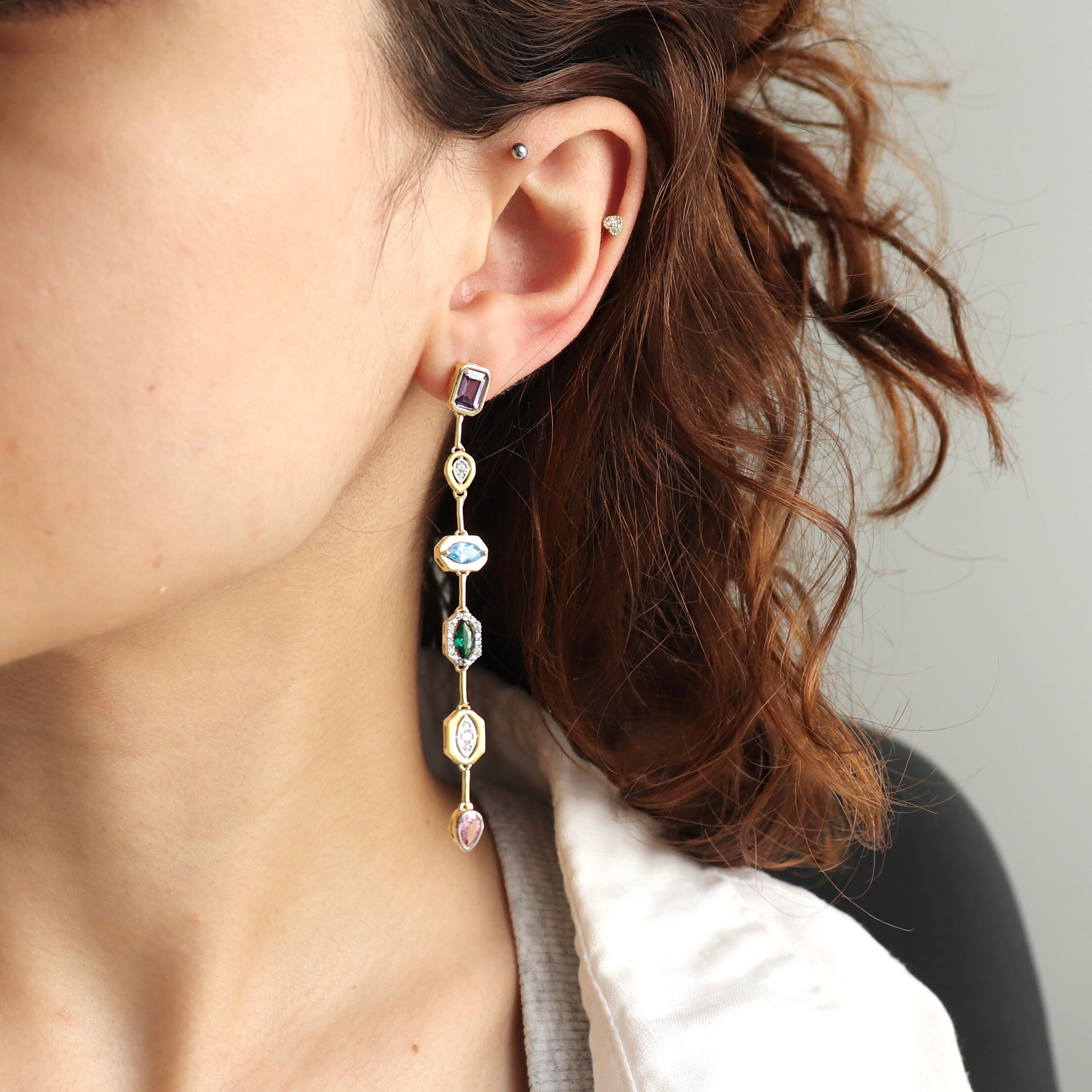 925 Gümüş Luxury Colorful Mix Küpe