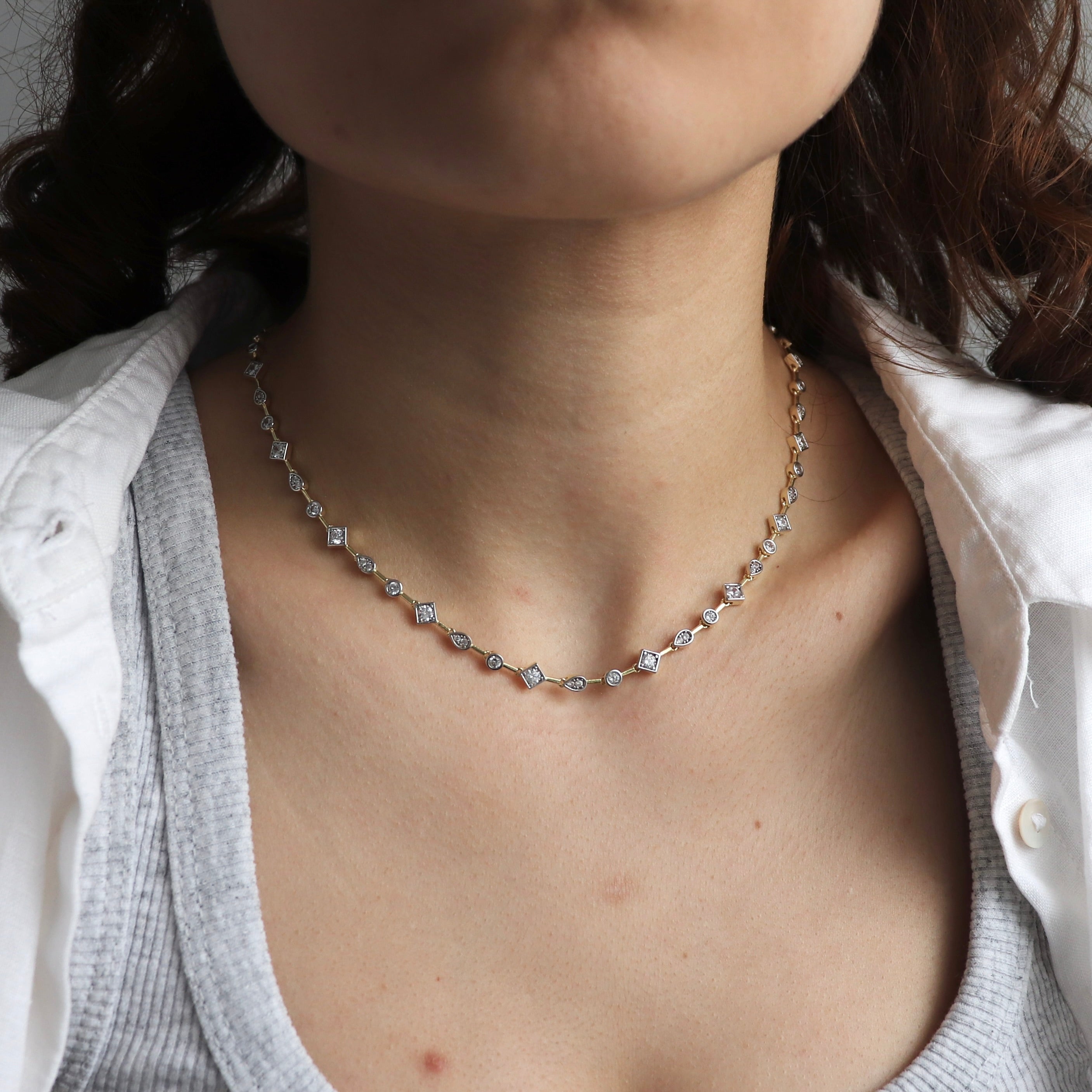 925 Gümüş Luxury Mix Renk Geometrik Kolye