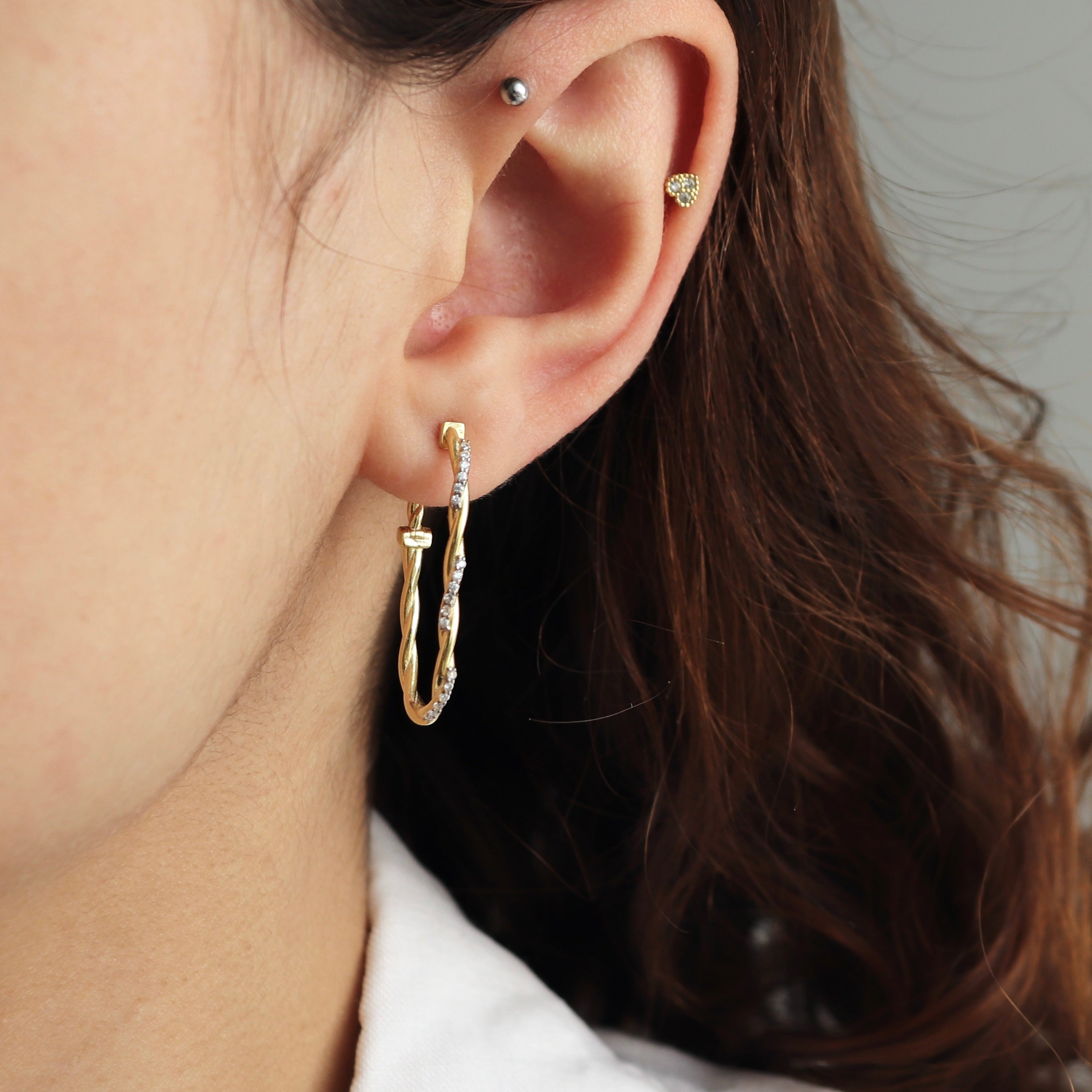 925 Gümüş İnce Burgu Mix Dörtgen Küpe