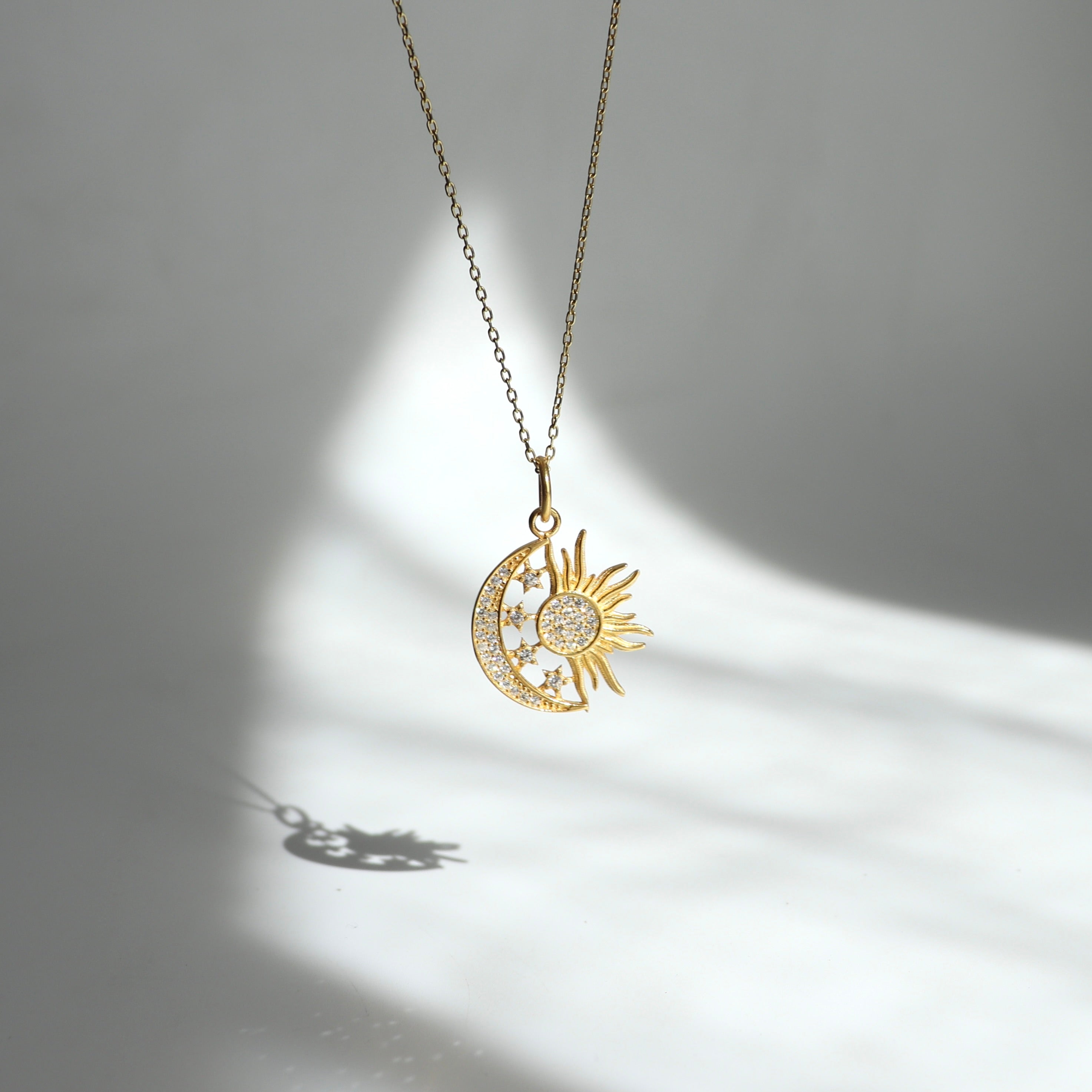 925 Gümüş Büyük Ay & Güneş Kolye