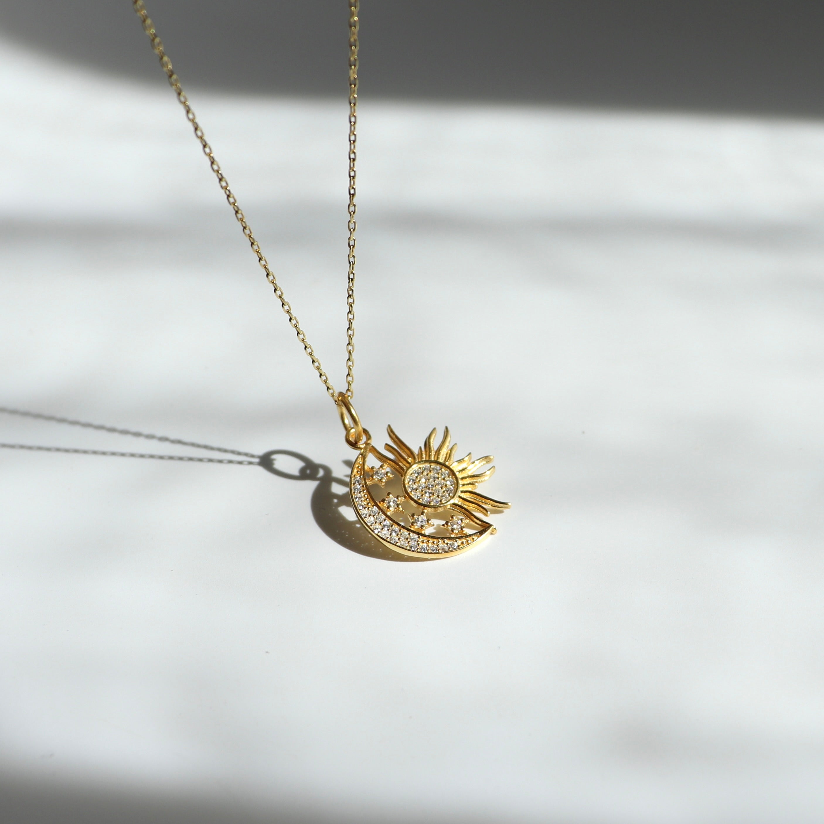 925 Gümüş Büyük Ay & Güneş Kolye