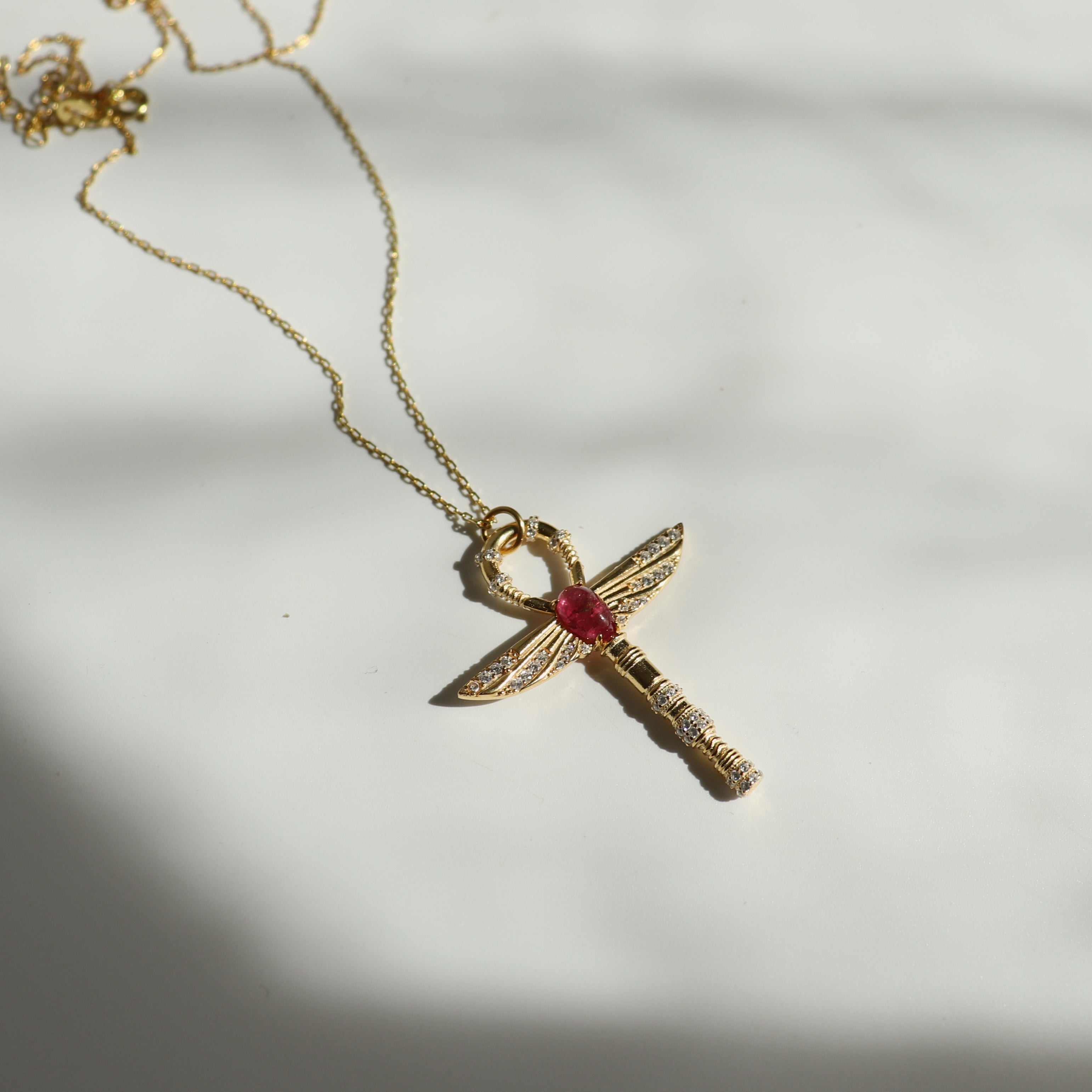 925 Gümüş Kanatlı Büyük Turmalin Kolye