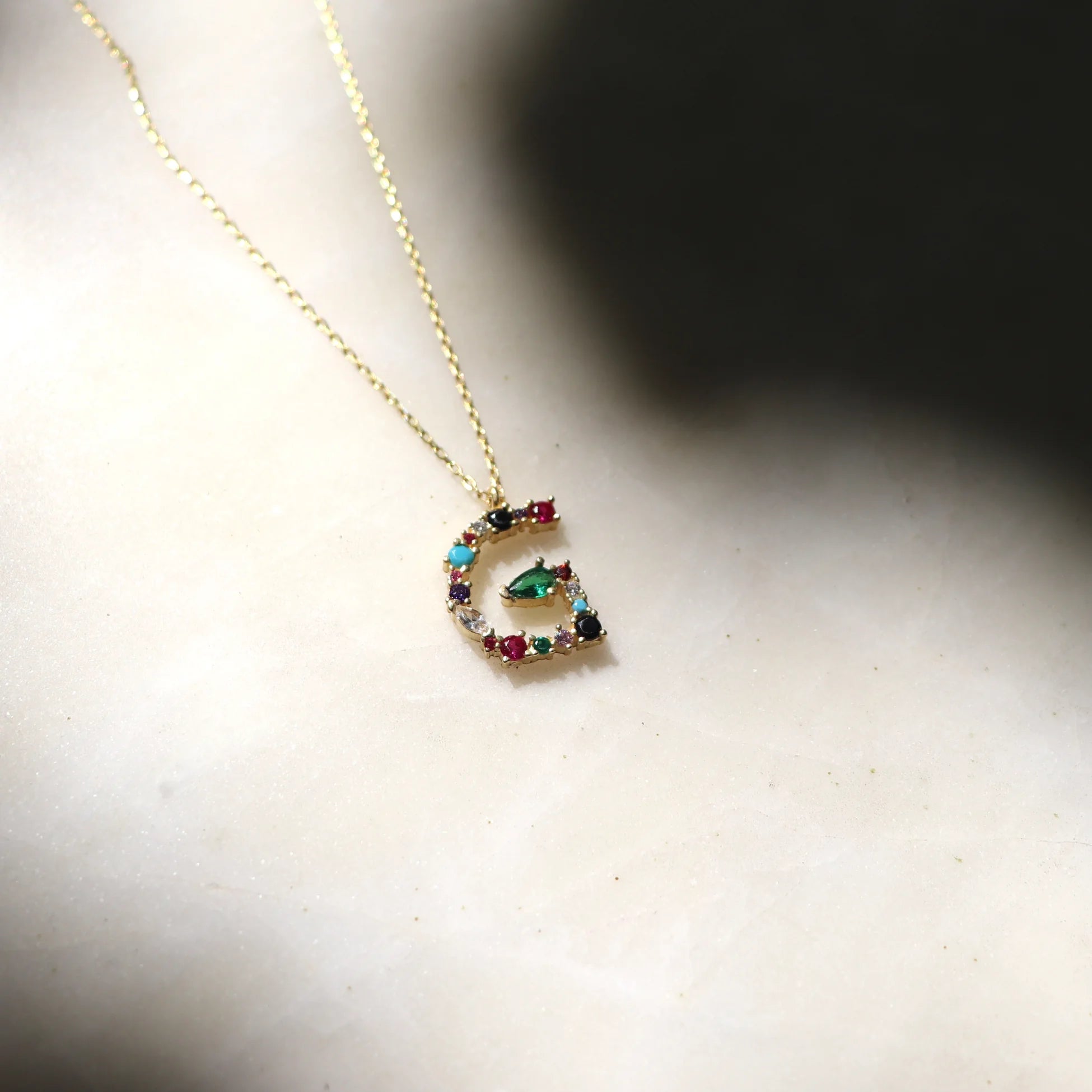 925 Ayar Gümüş Renkli Mix Taş Harf Kolye