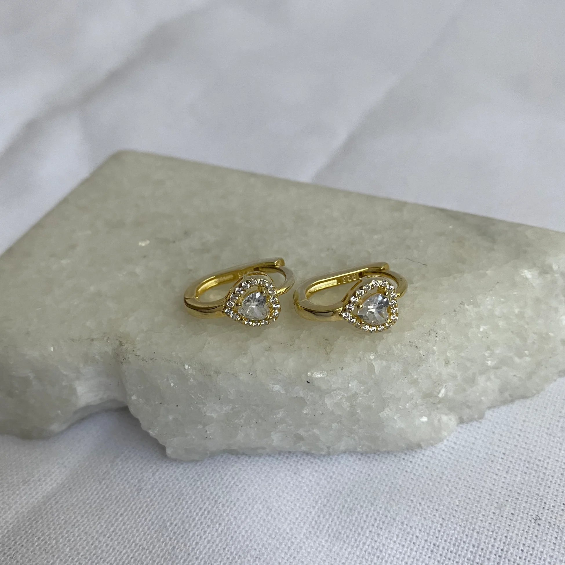 925 Ayar Gümüş | Kalpli Dörtgen Küpe