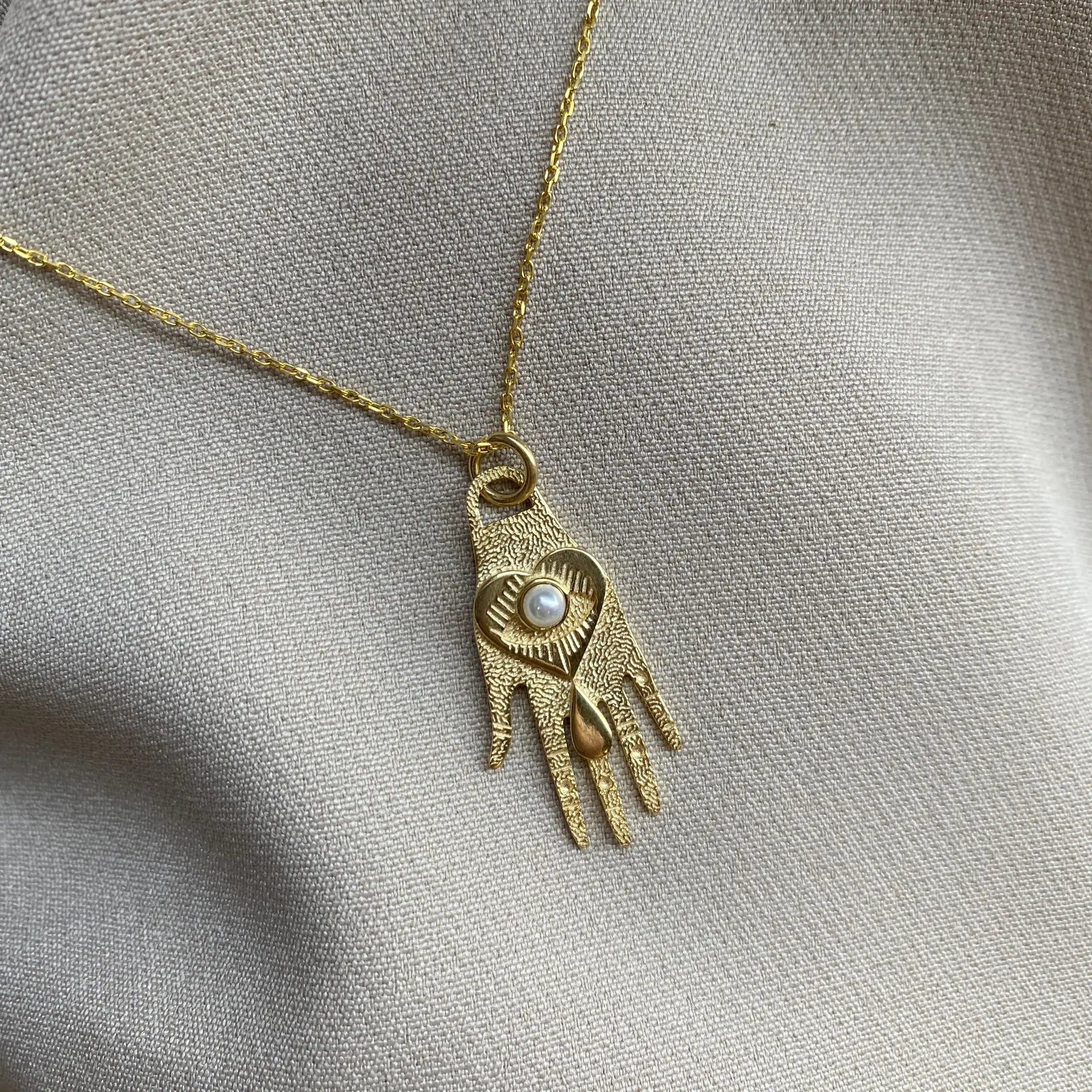 925 Ayar Gümüş | İncili Motif El Kolye