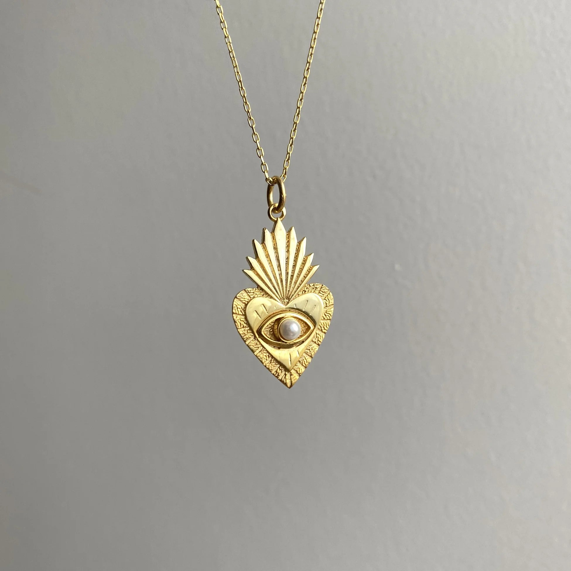 925 Ayar Gümüş | İncili Desenli Kalp Kolye