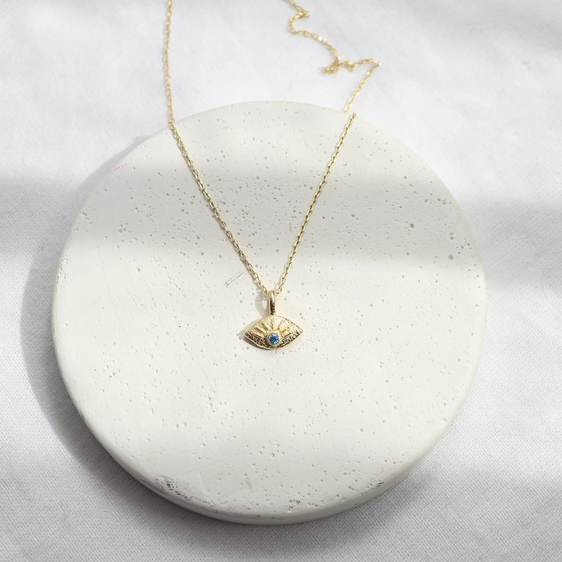 925 Ayar Gümüş Mavi Taş Mini Göz Kolye