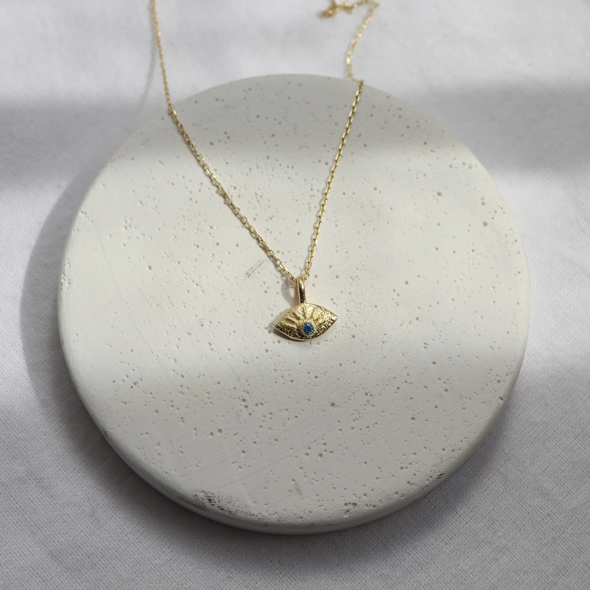 925 Ayar Gümüş Mavi Taş Mini Göz Kolye