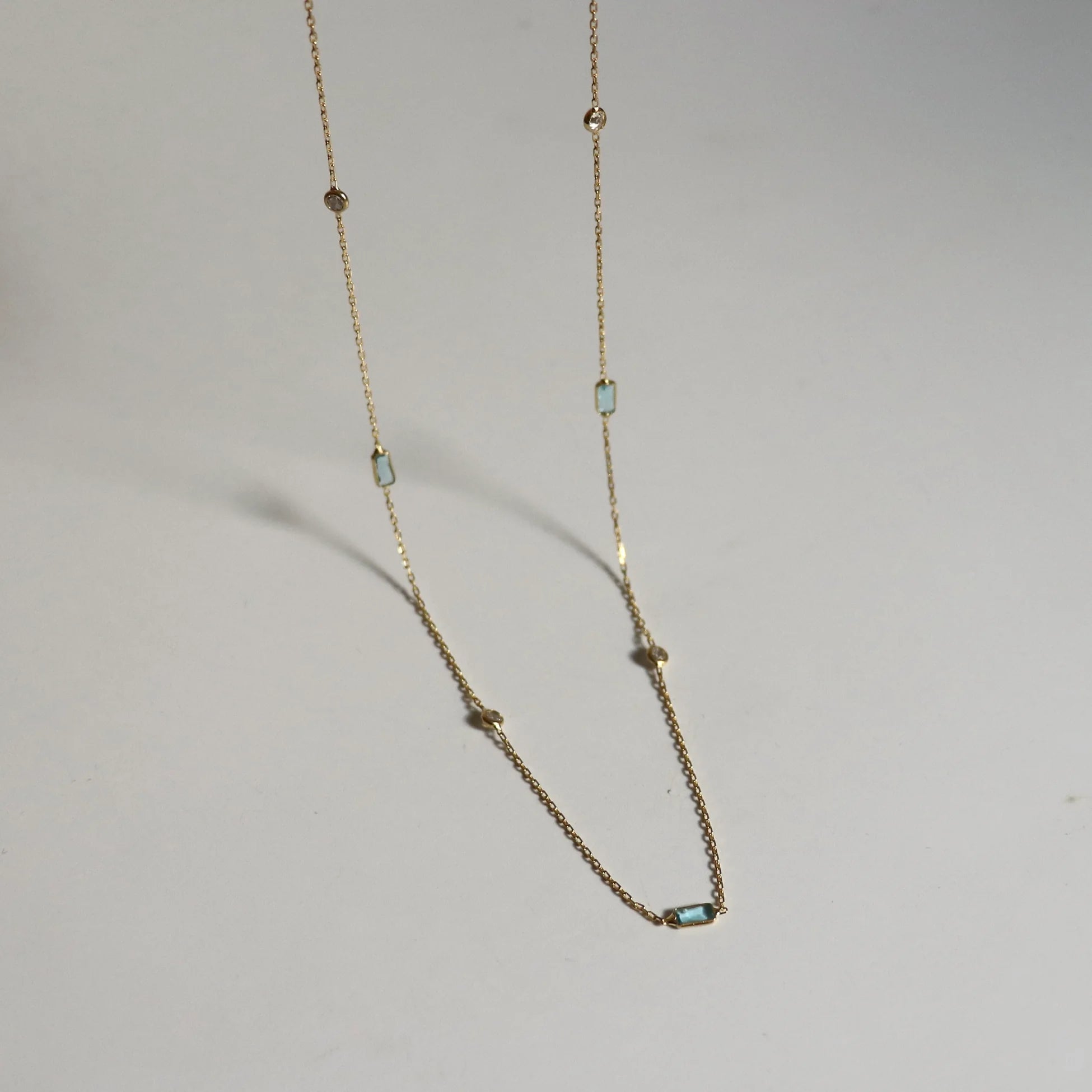 925 Ayar Gümüş Aquamarin Taş Kolye