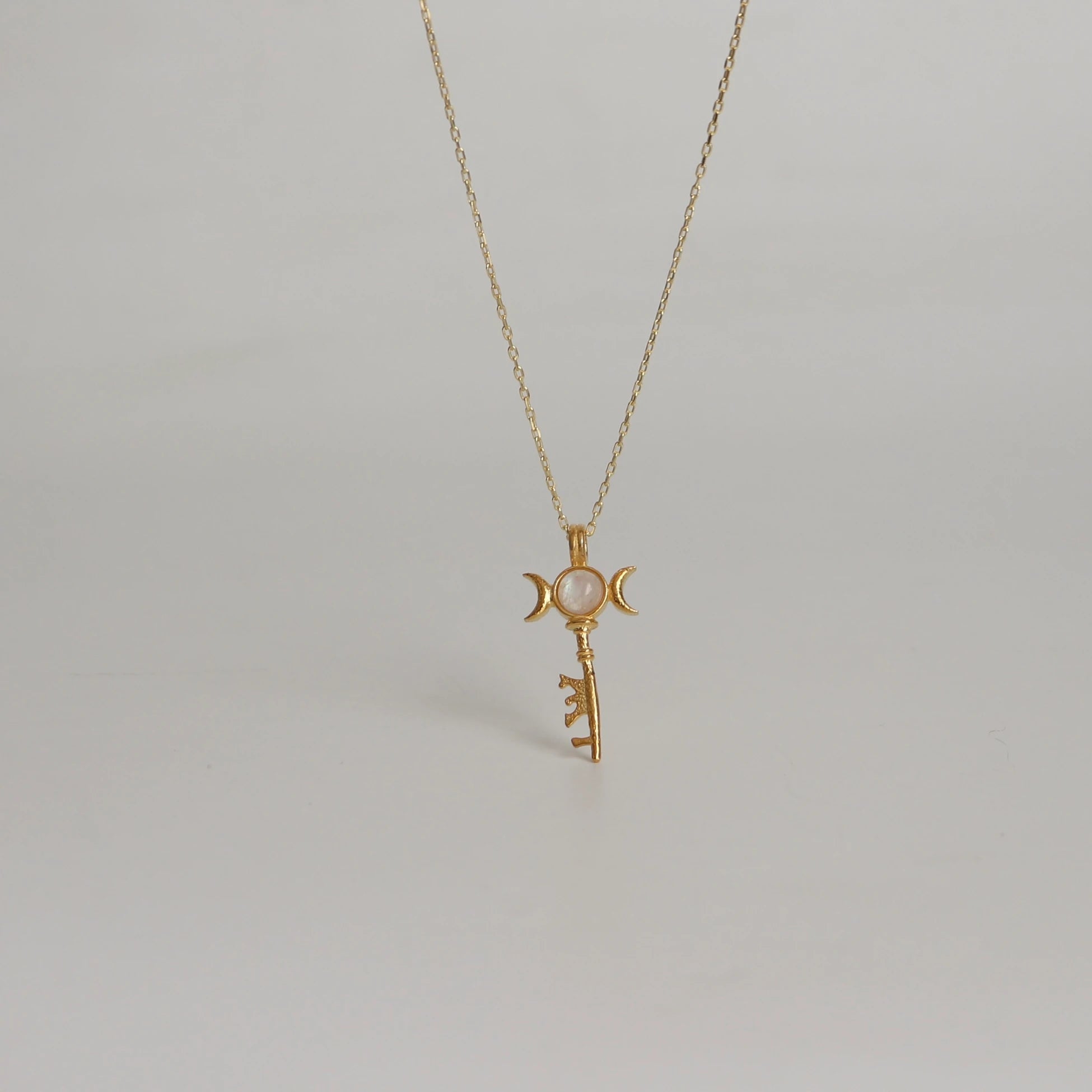 925 Ayar Gümüş Luna Ay Taşı Kolye