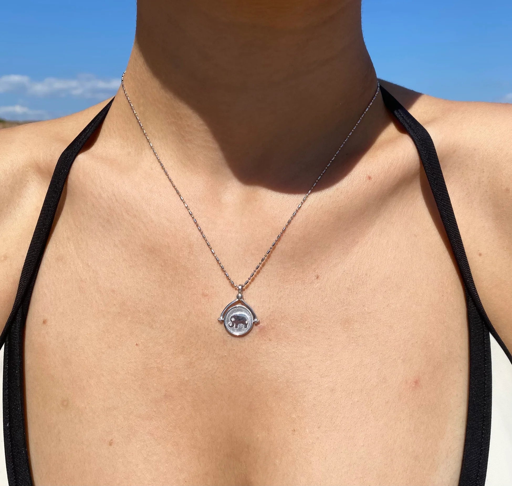 925 Ayar Gümüş Dönen Plaka Şans Kolyesi