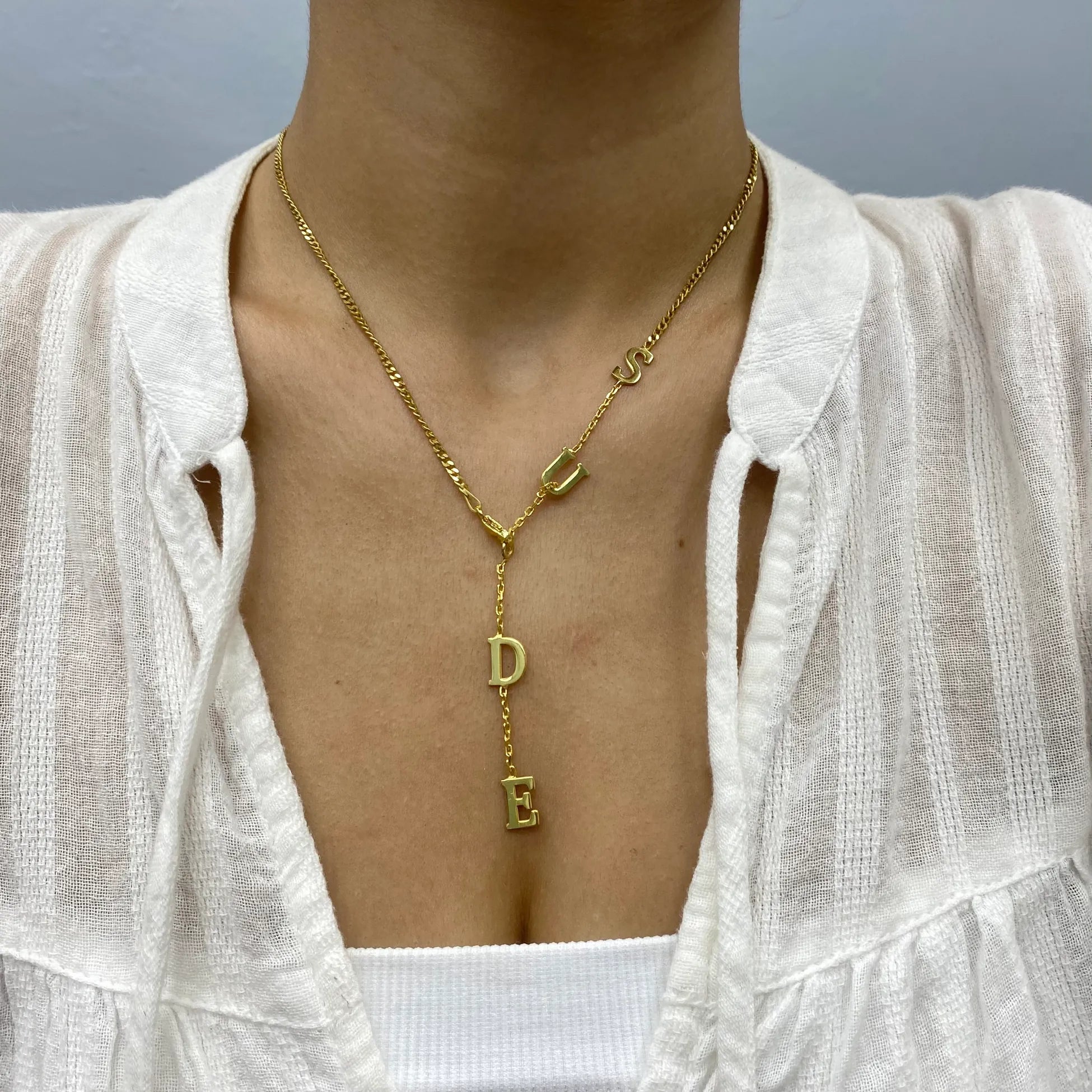 925 Ayar Gümüş Sallantılı İsim Kolye | Y Kolye