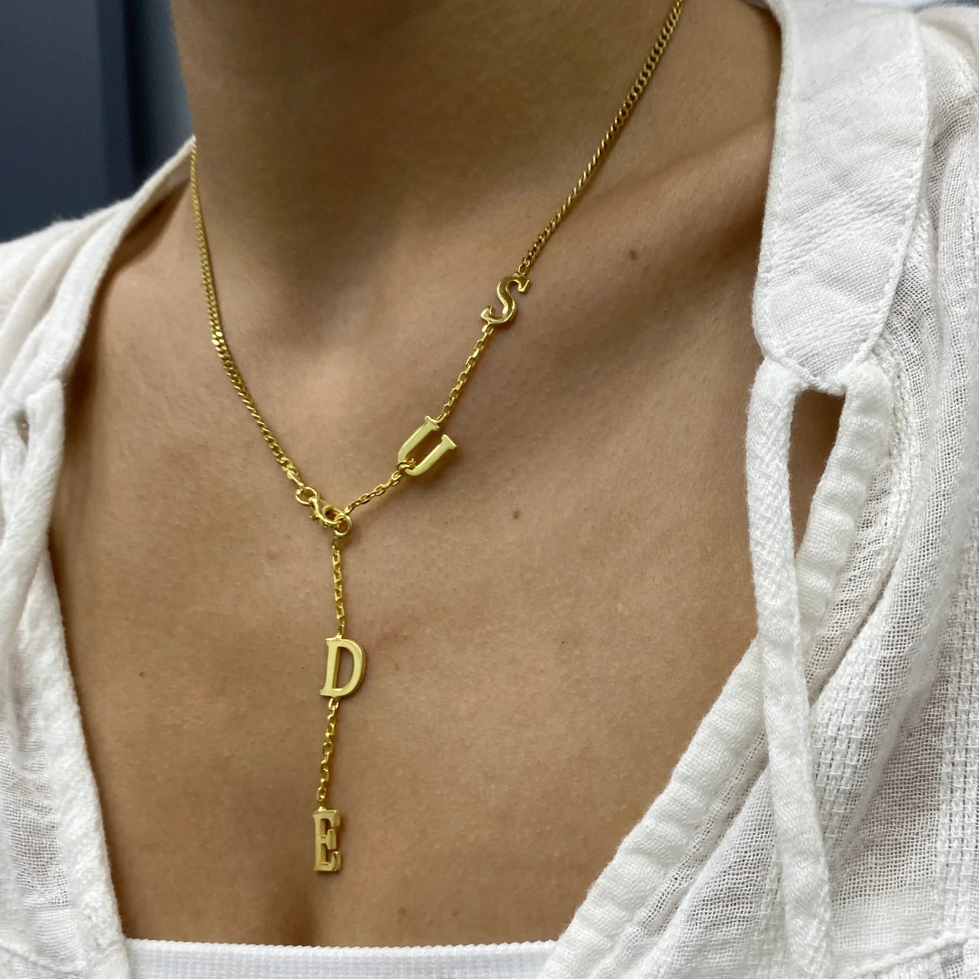 925 Ayar Gümüş Sallantılı İsim Kolye | Y Kolye