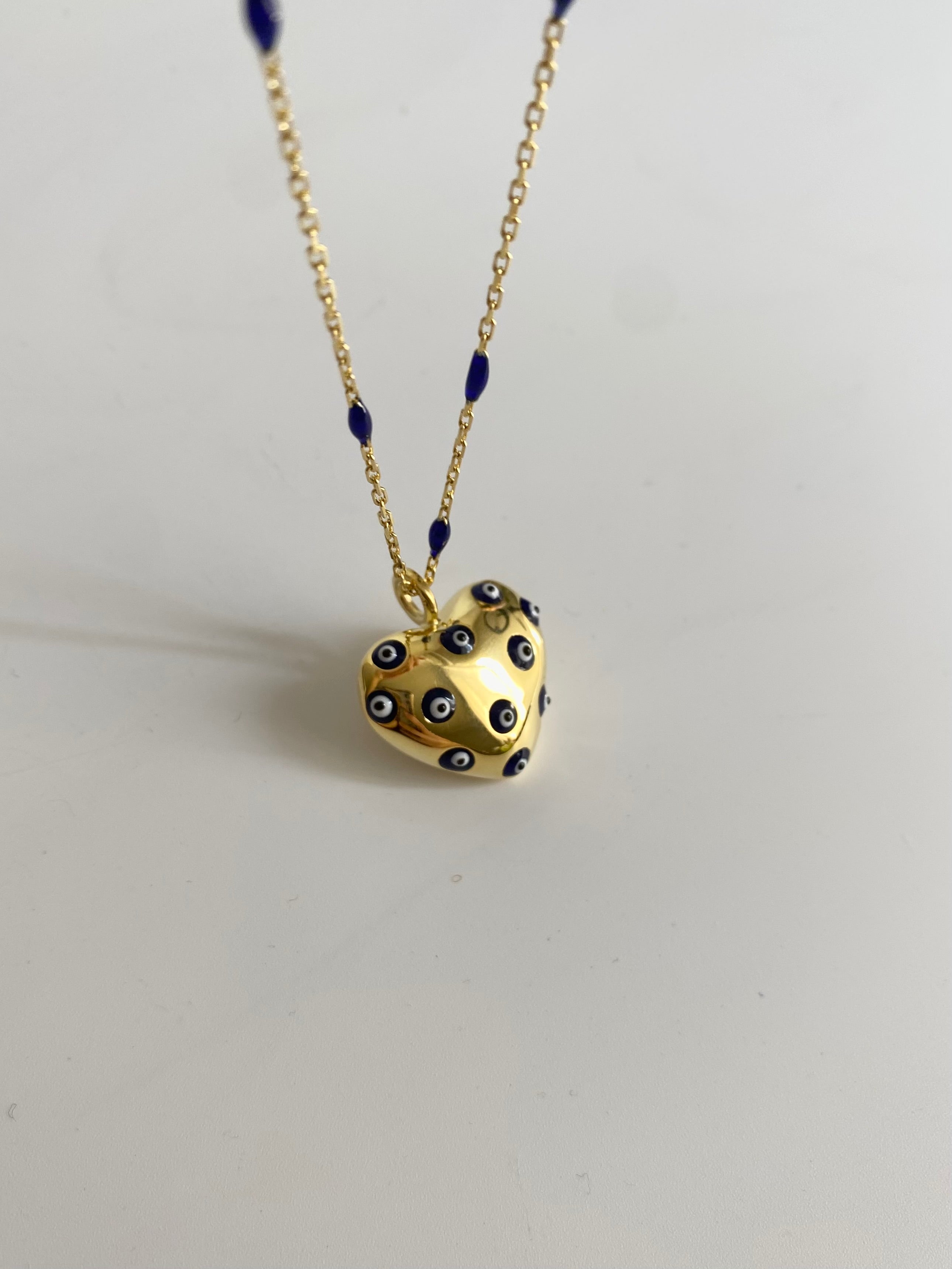 925 Gümüş Bombe Kalp Nazar Kolye