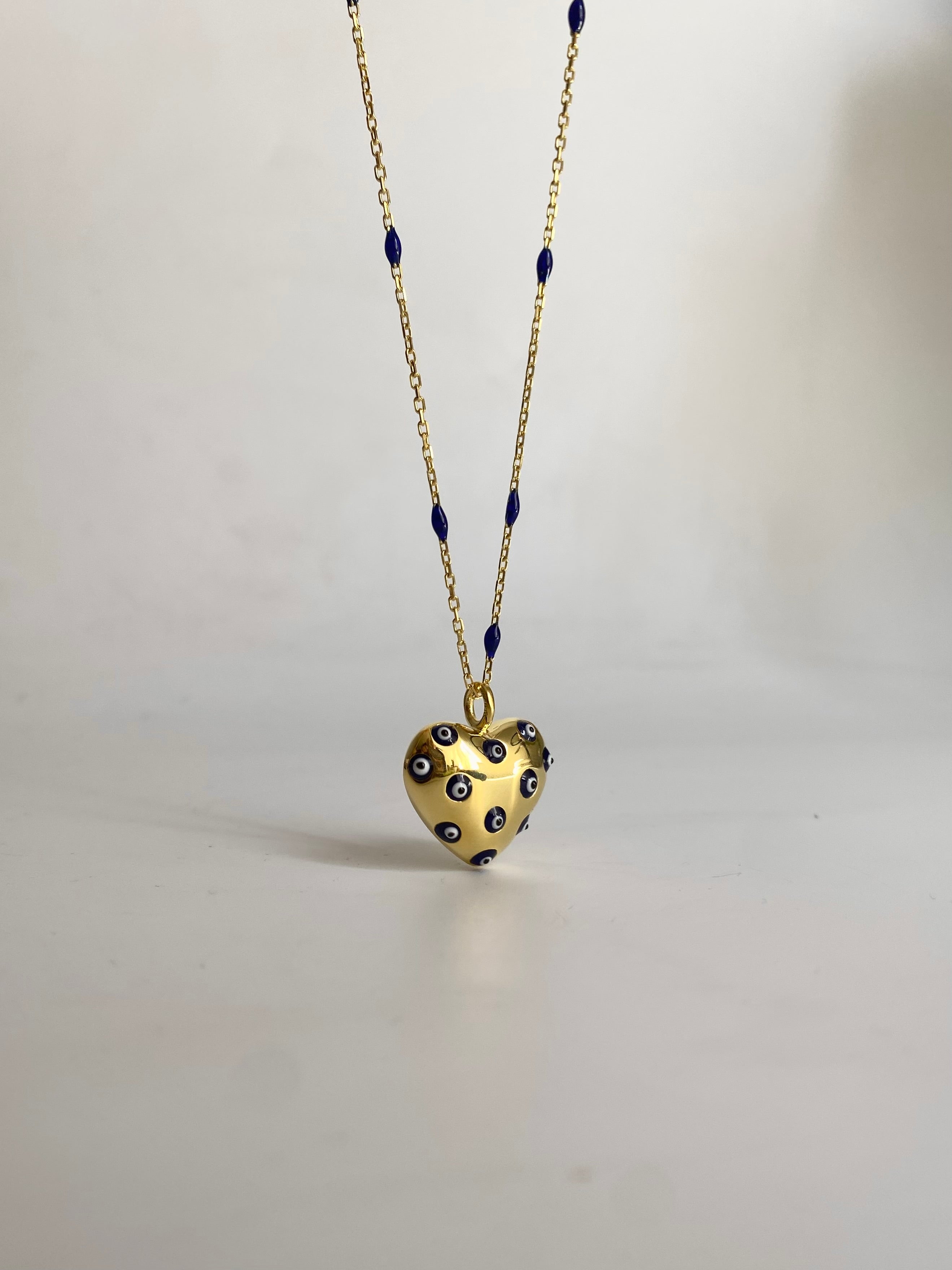 925 Gümüş Bombe Kalp Nazar Kolye