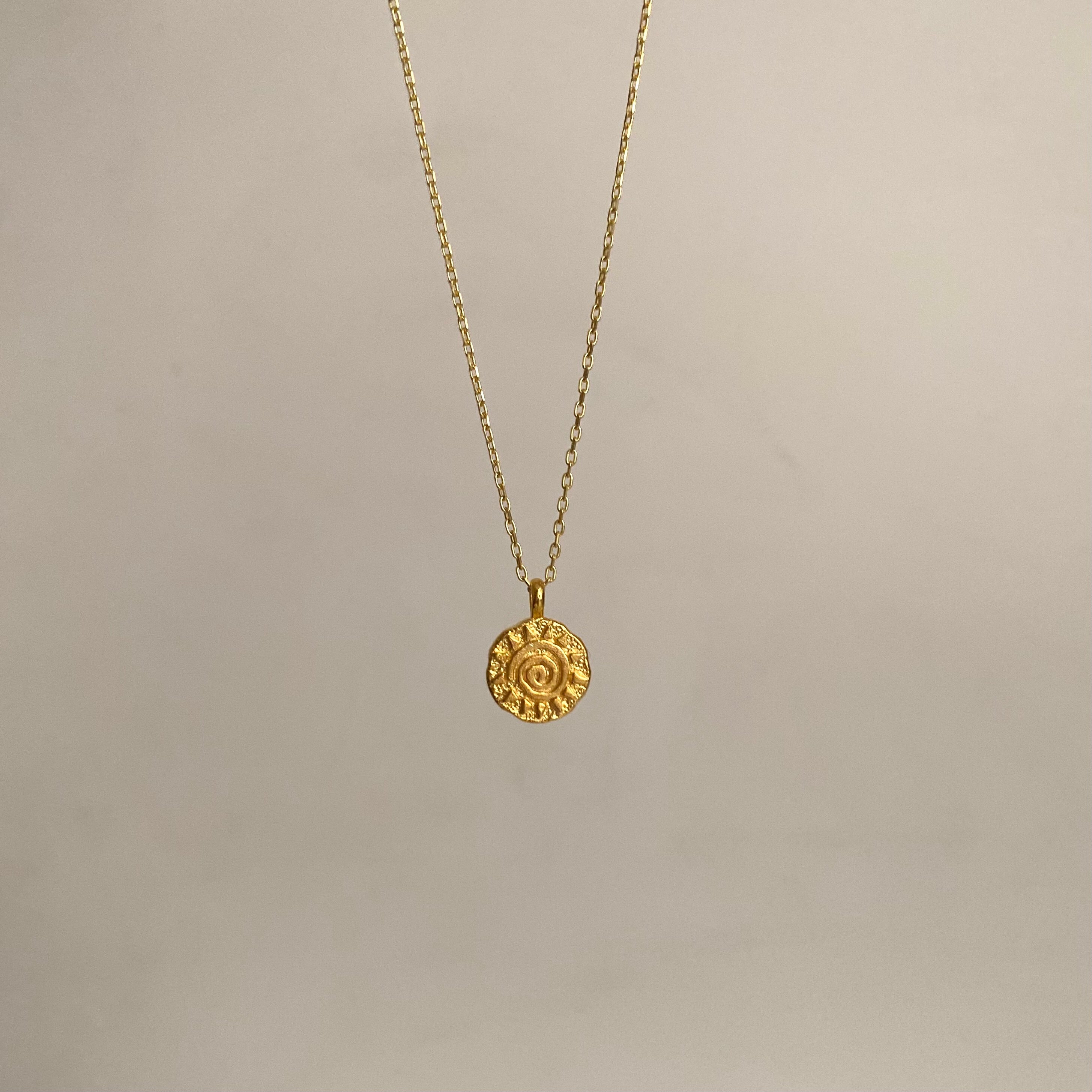 925 Gümüş Mini Yuvarlak Güneş Kolye