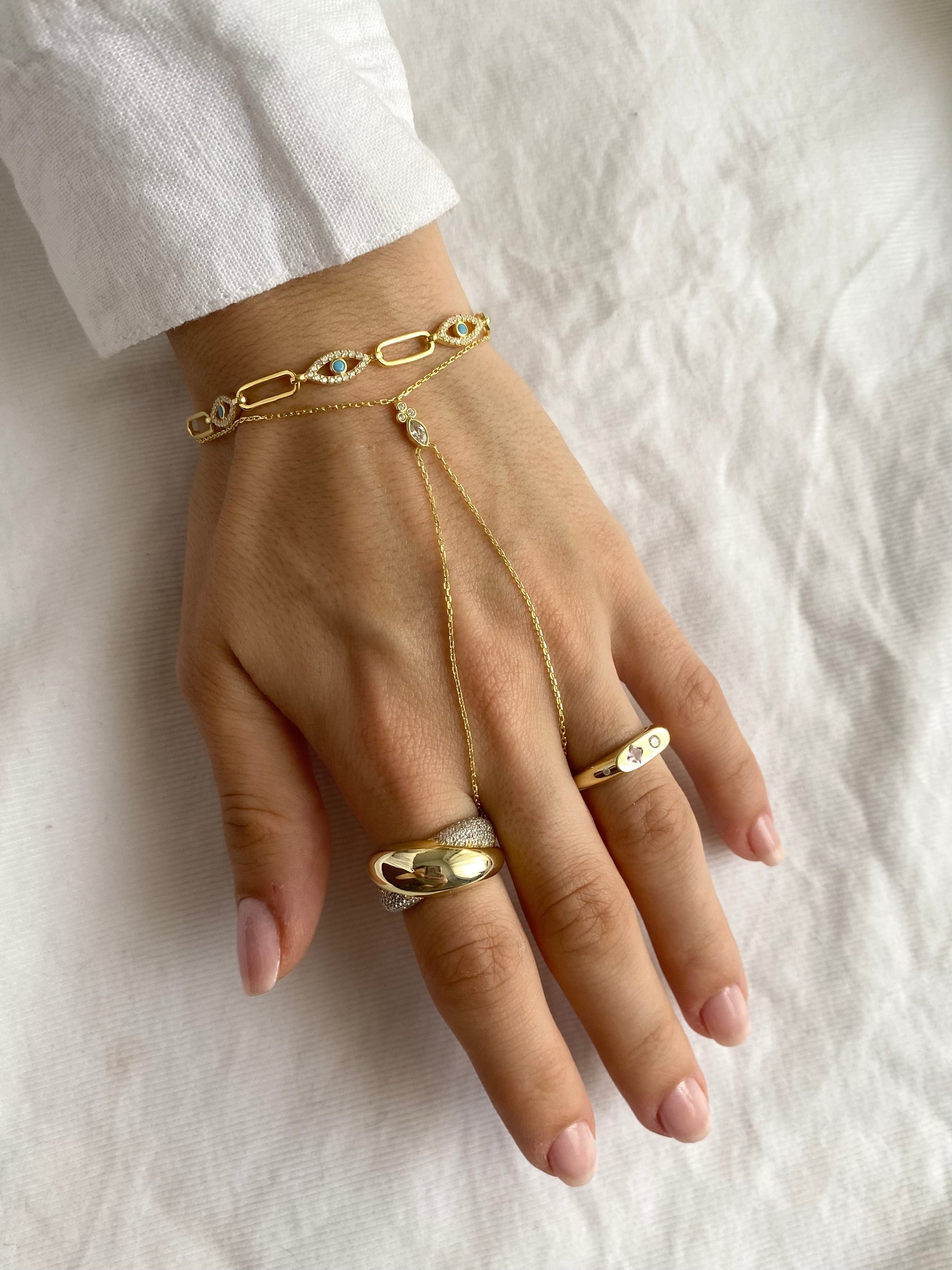 925 Gümüş Taşlı Mavi Göz Bileklik