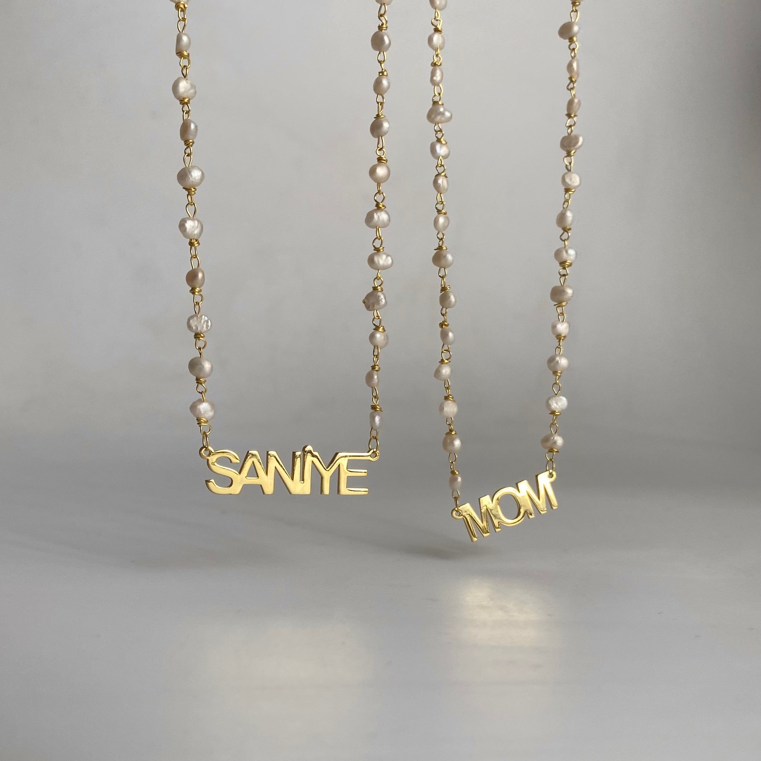 925 Ayar Gümüş İncili İsim Kolye