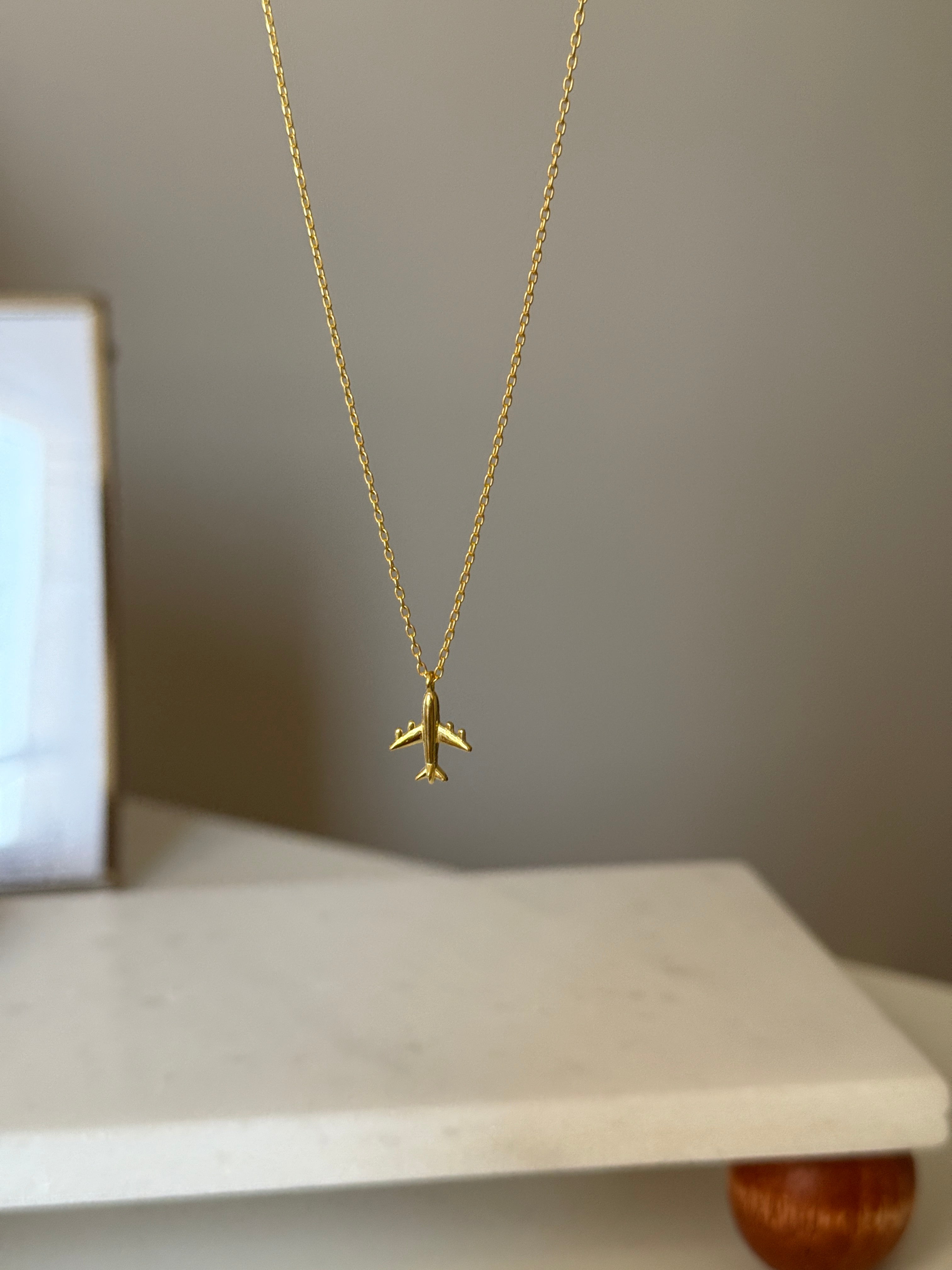 925 Gümüş Mini Uçak Kolye