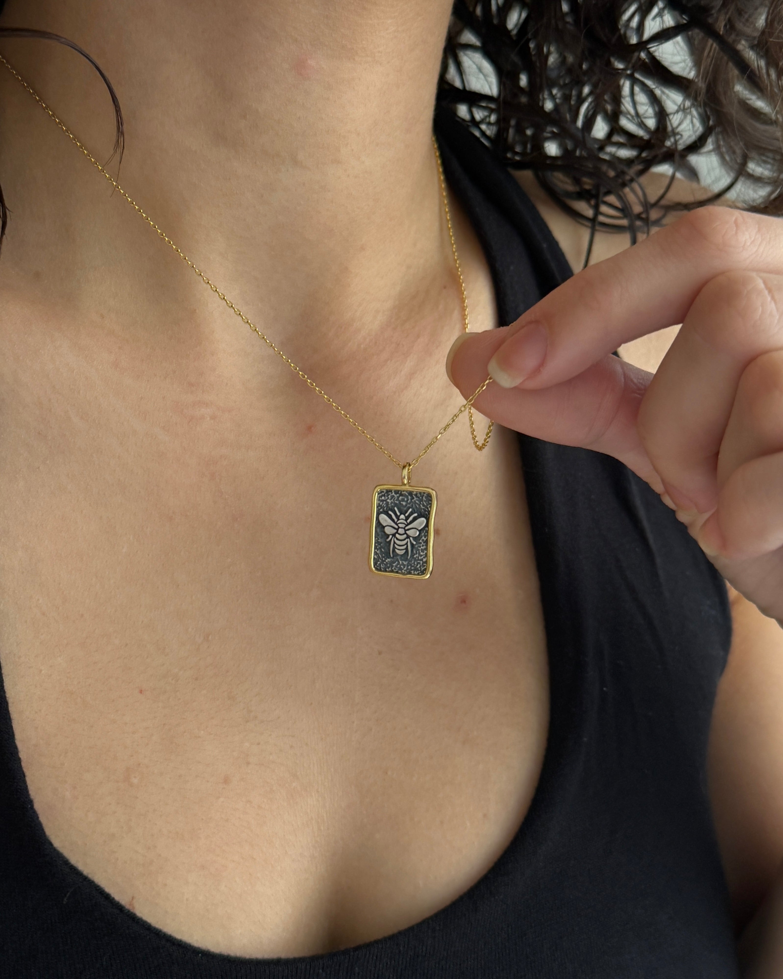 925 | Antik Arı Kolye Oksit Renk